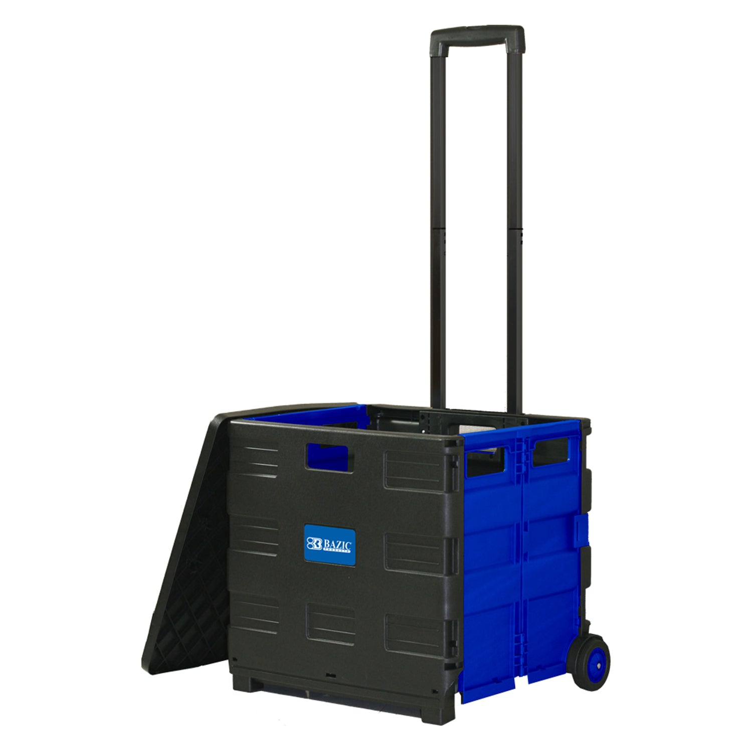 Folding Cart on Wheels w/Lid Cover, 16" x 18" x 15", Black/Blue