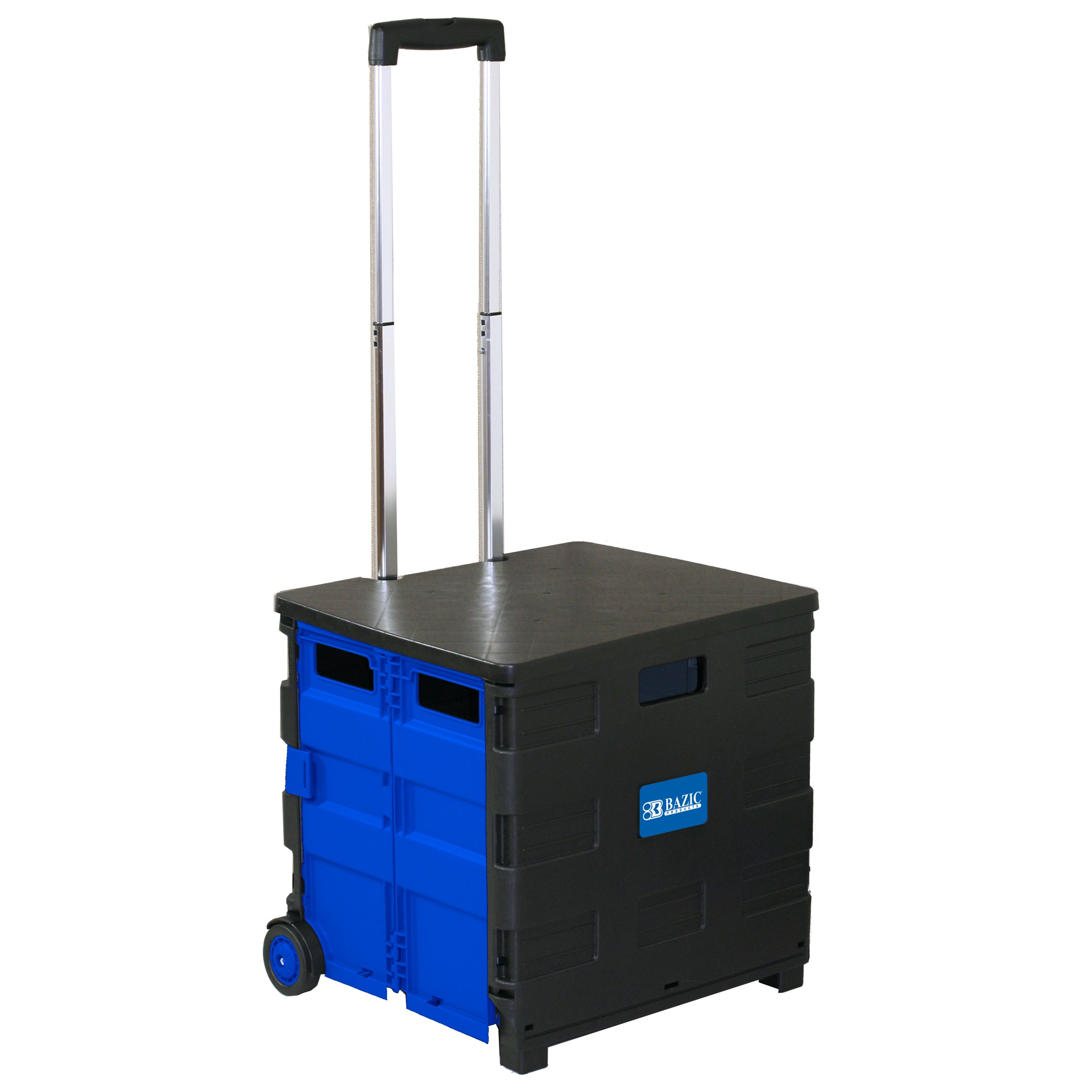 Folding Cart on Wheels w/Lid Cover, 16" x 18" x 15", Black/Blue