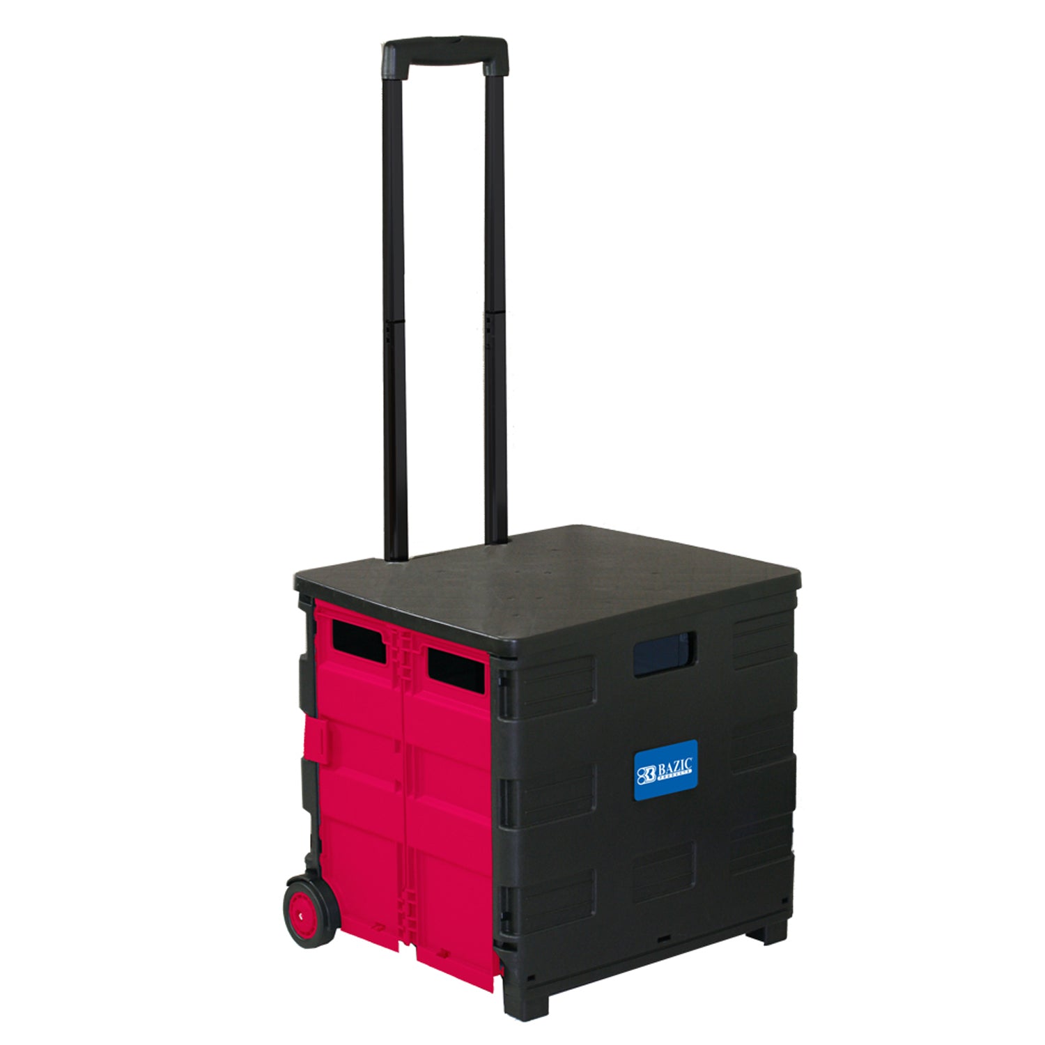 Folding Cart on Wheels w/Lid Cover, 16" x 18" x 15", Black/Red