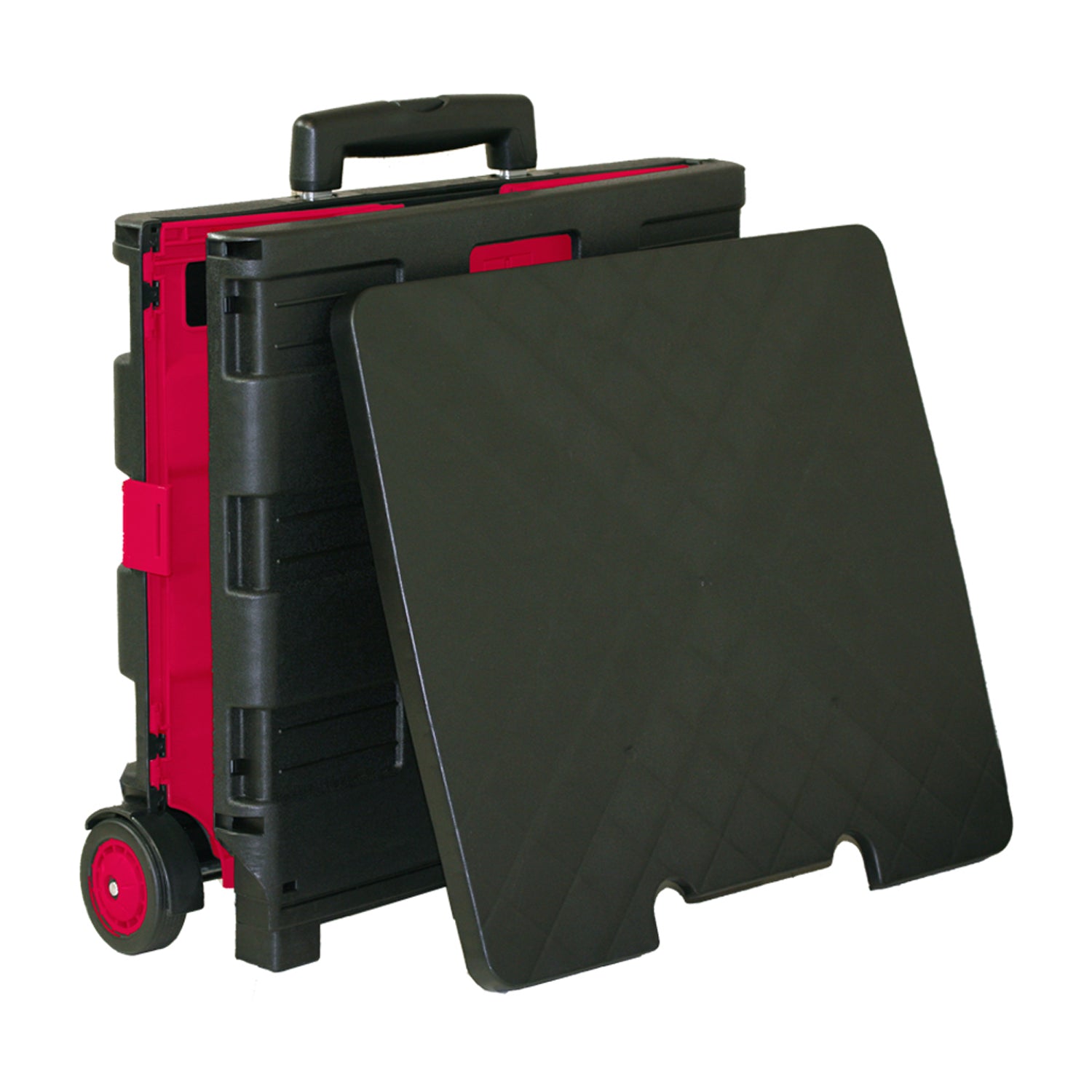 Folding Cart on Wheels w/Lid Cover, 16" x 18" x 15", Black/Red