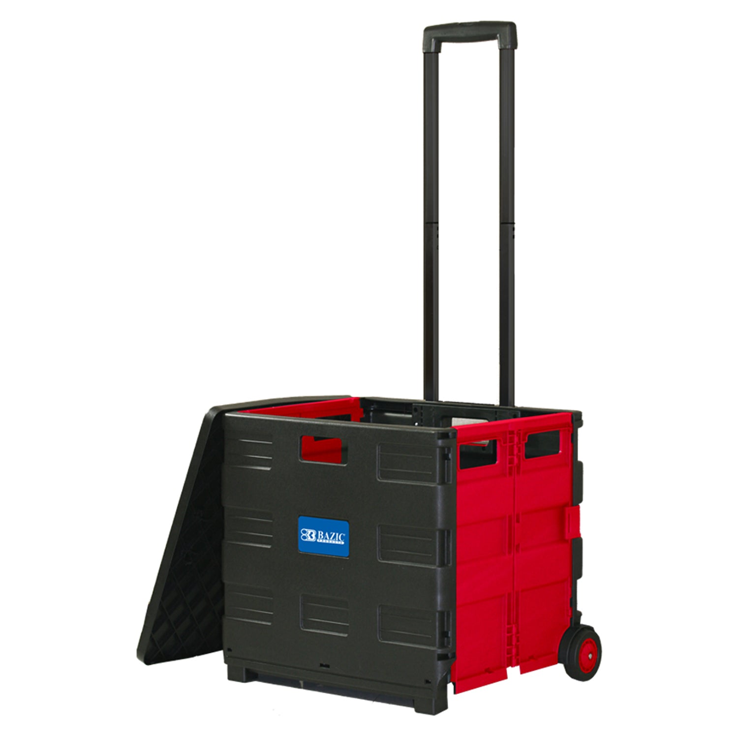 Folding Cart on Wheels w/Lid Cover, 16" x 18" x 15", Black/Red