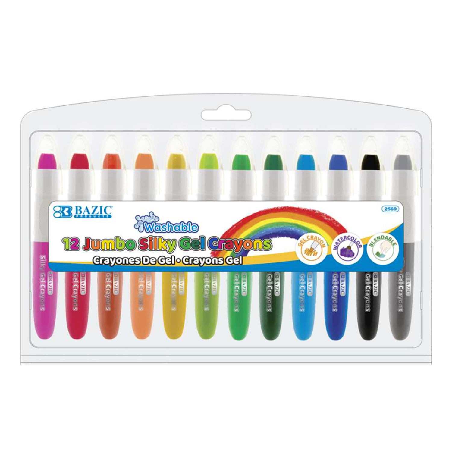 Washable Jumbo Silky Gel Crayons, 12 Per Pack, 3 Packs