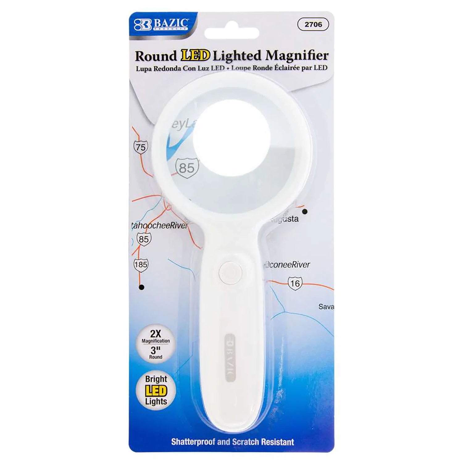 2x LED Lighted Magnifier, 3" Round, Pack of 3