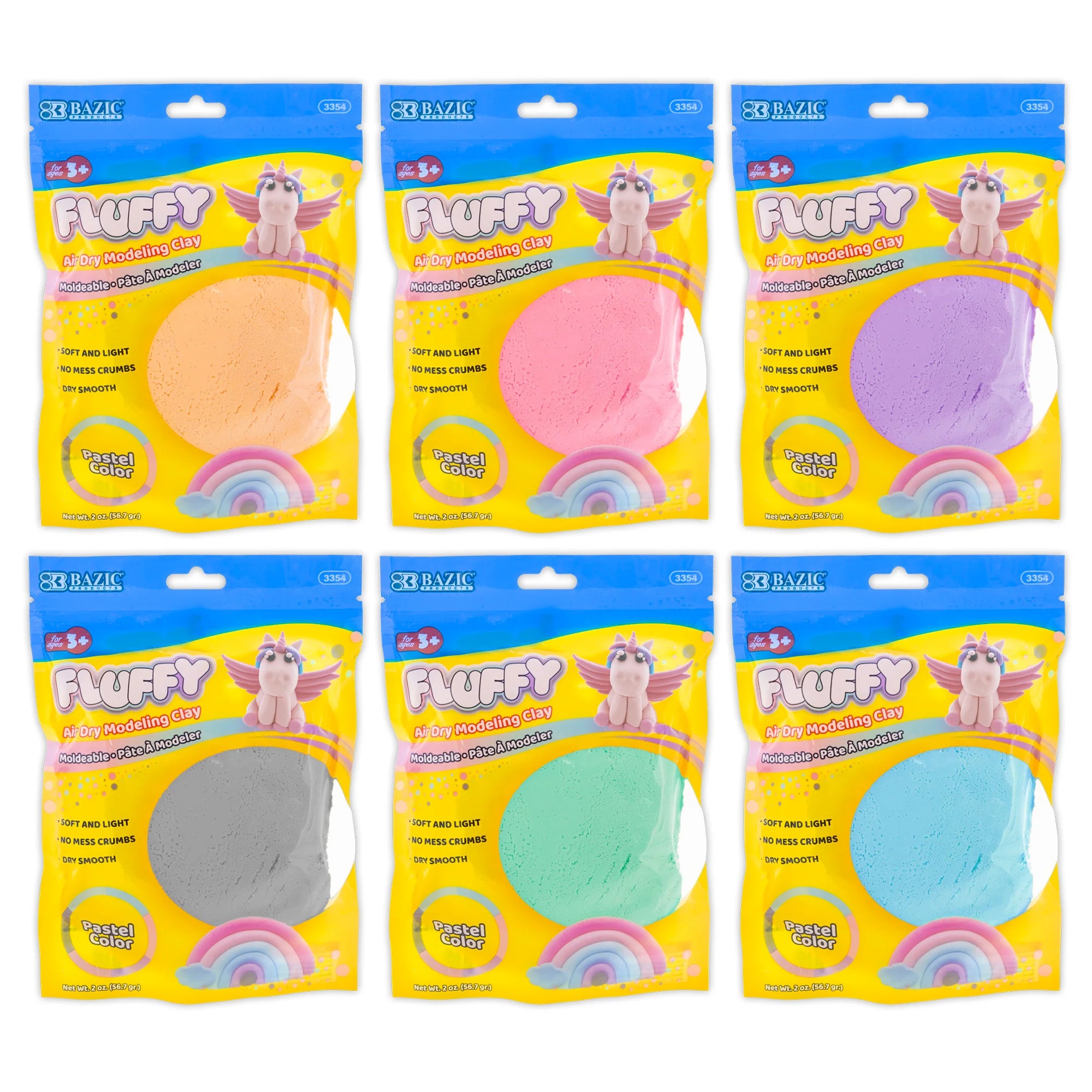 Air Dry Modeling Clay, Pastel Colors, 2 oz., 48 Packs