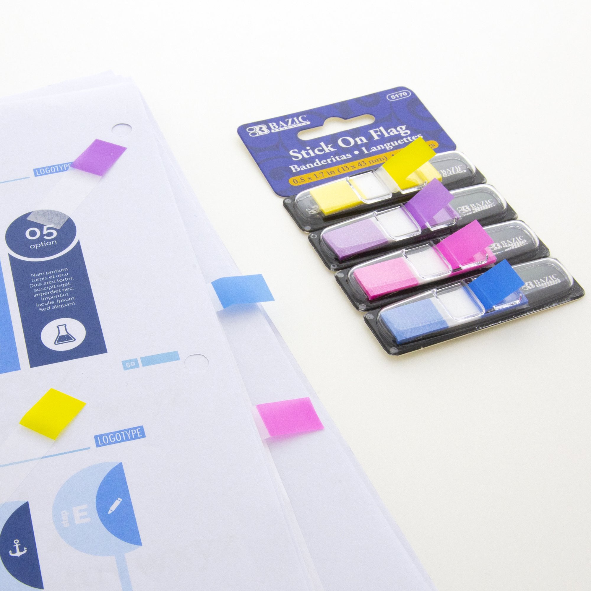 Neon Color Coding Flags with Dispenser, 120 Per Pack, 12 Packs