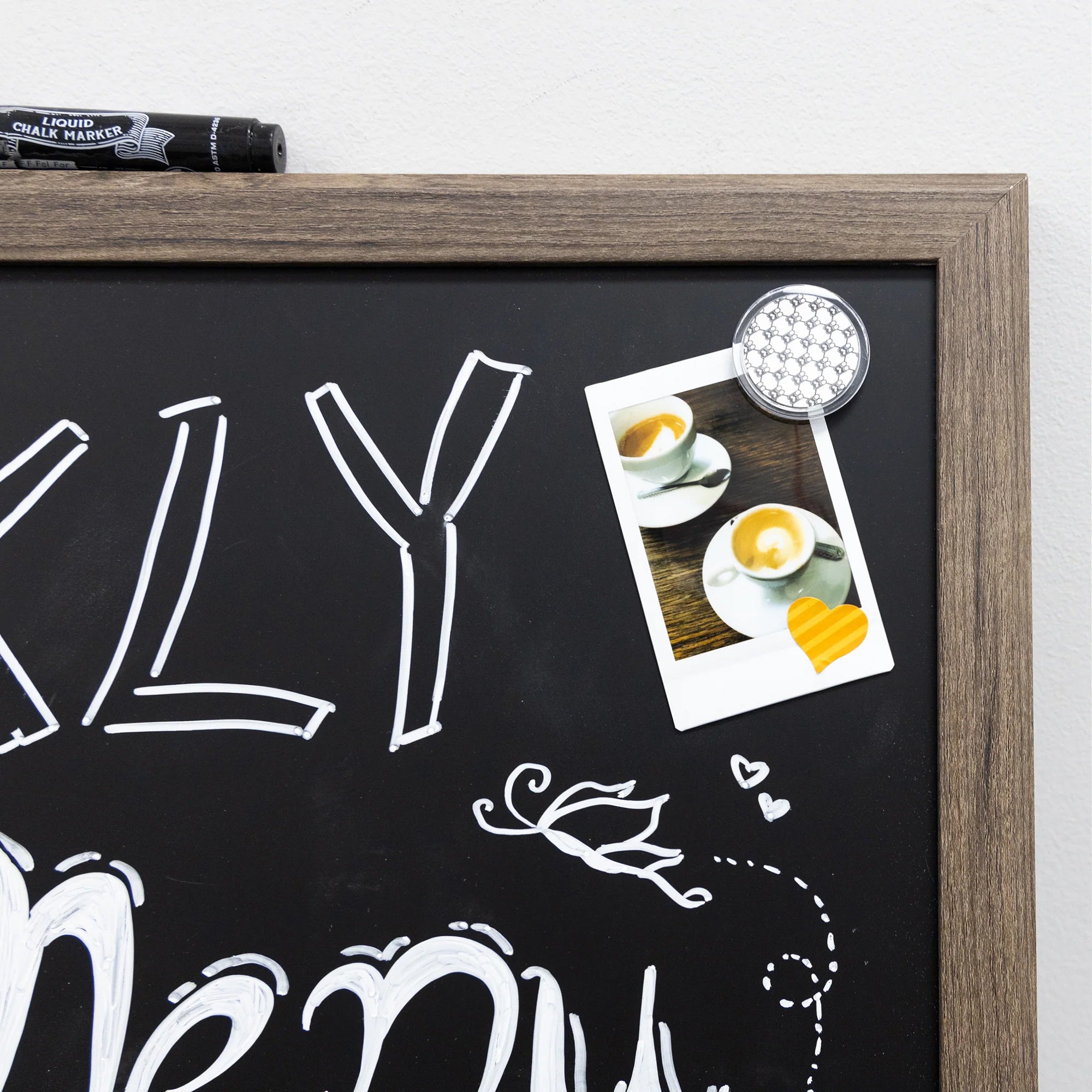 RUSTIQUE Wood Frame Magnetic Chalkboard, 20" x 30", Chalk Marker & Magnets