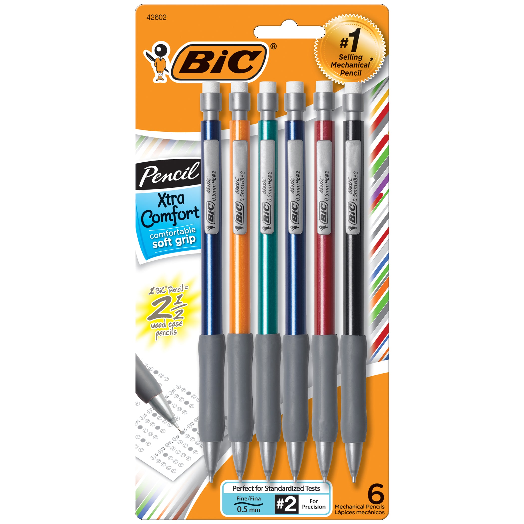 Xtra-Comfort Mechanical Pencil, 0.5mm Fine Point, 6 Per Pack, 6 Packs