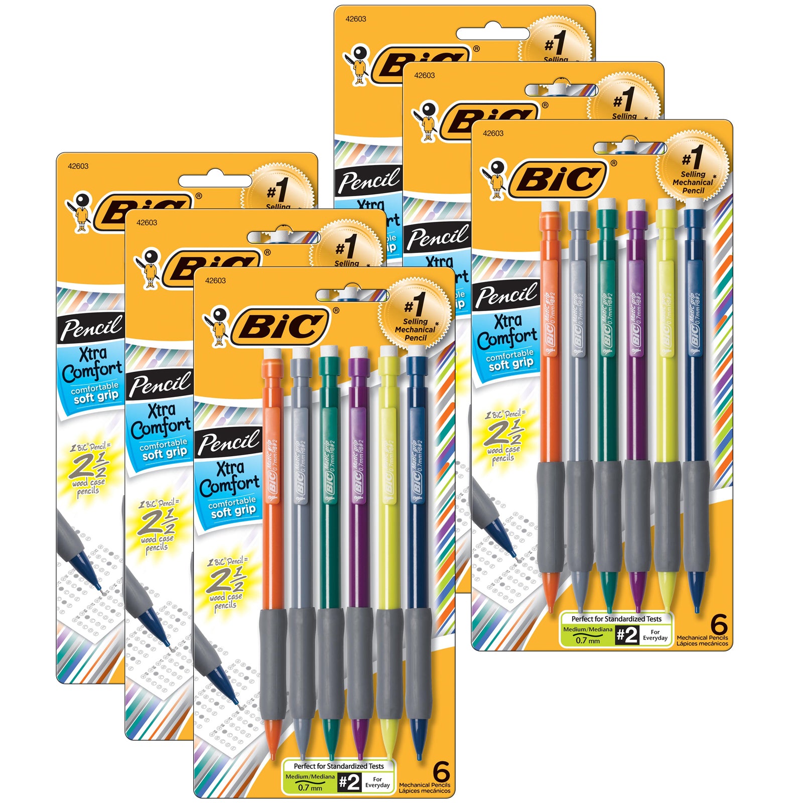 Matic Grip® Mechanical Pencils, 0.7mm, 5 Per Pack, 6 Packs