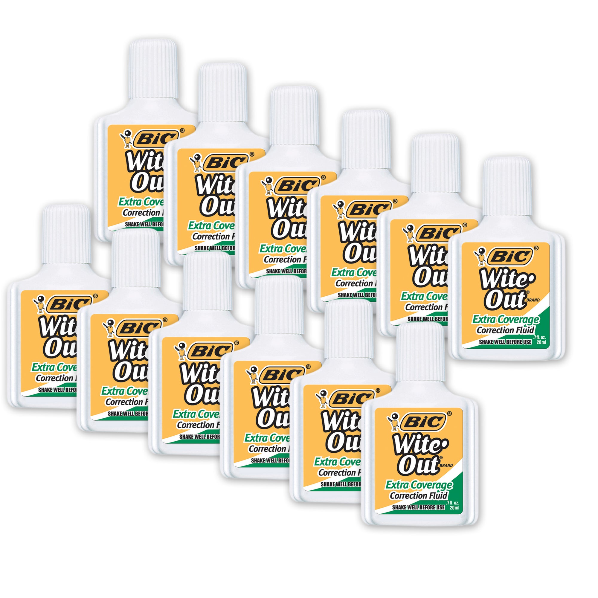 Wite Out® Correction Fluid, Extra Coverage, Pack of 12