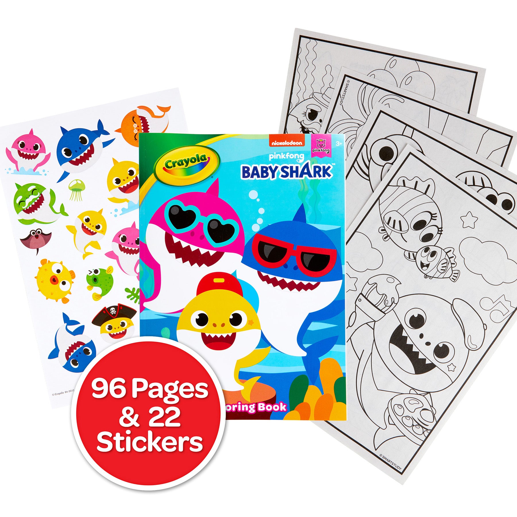 Coloring Book, Baby Shark, 96 Pages, Pack of 8