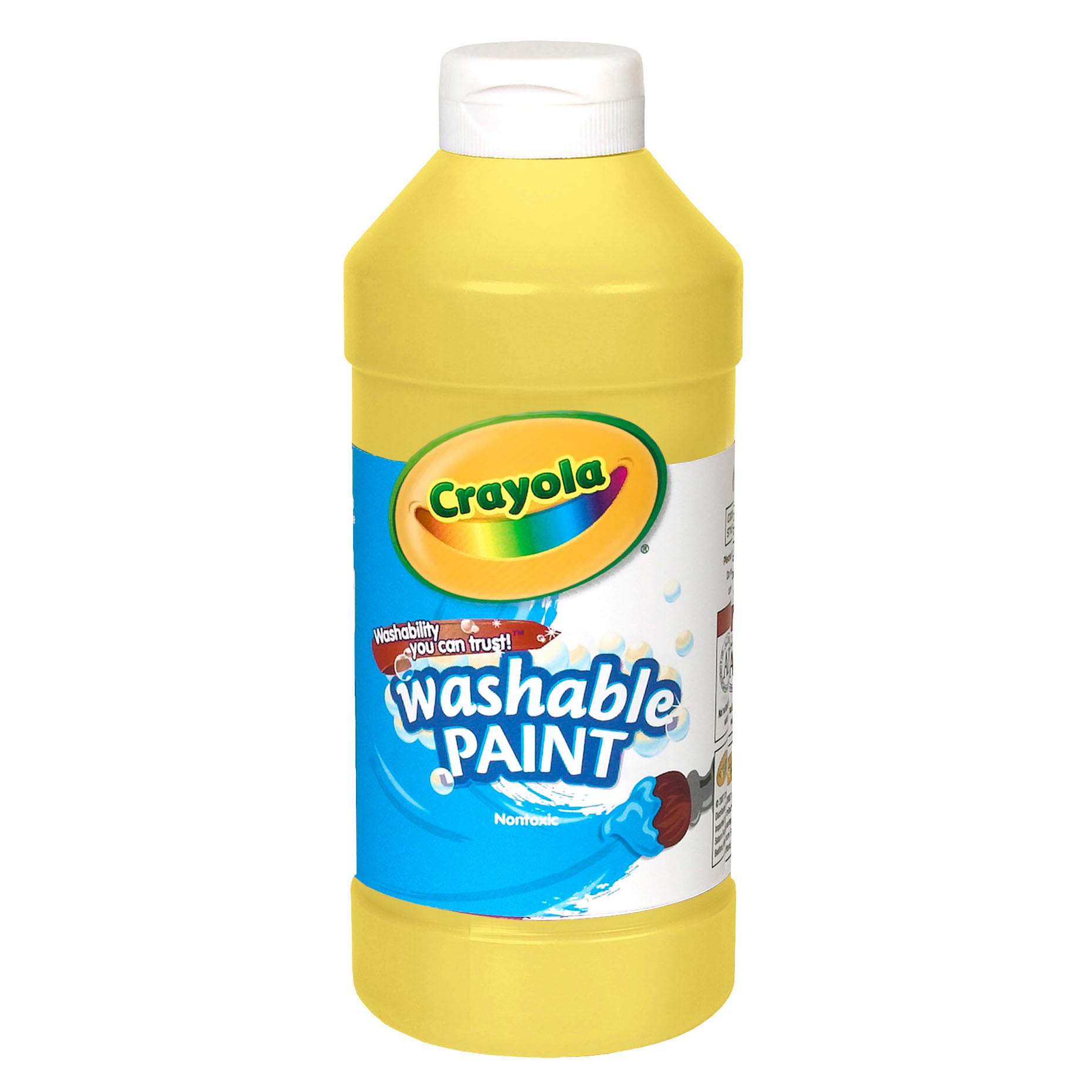 Washable Paint, Yellow, 16 oz. Bottles, Pack of 6