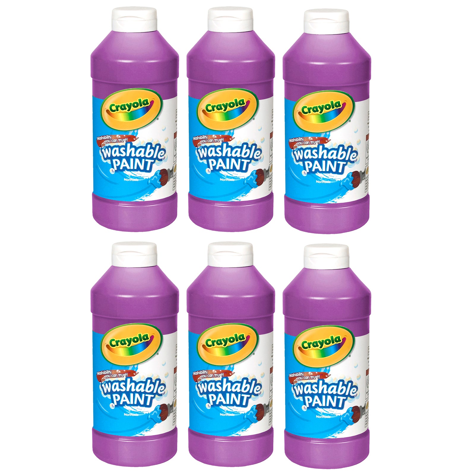 Washable Paint, Violet, 16 oz. Bottles, Pack of 6