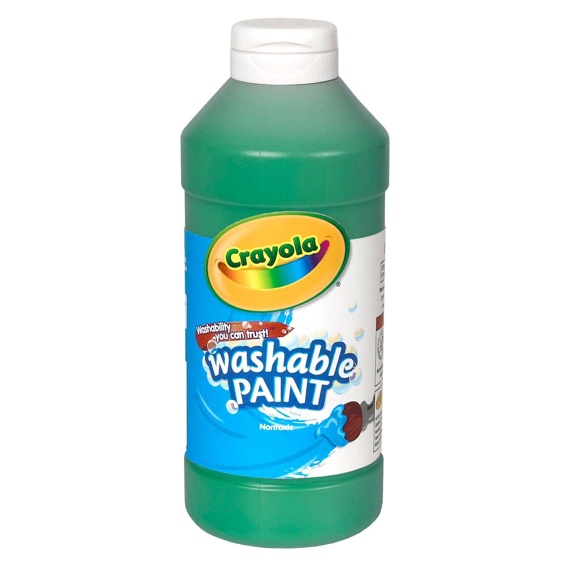 Washable Paint, Green, 16 oz. Bottles, Pack of 6