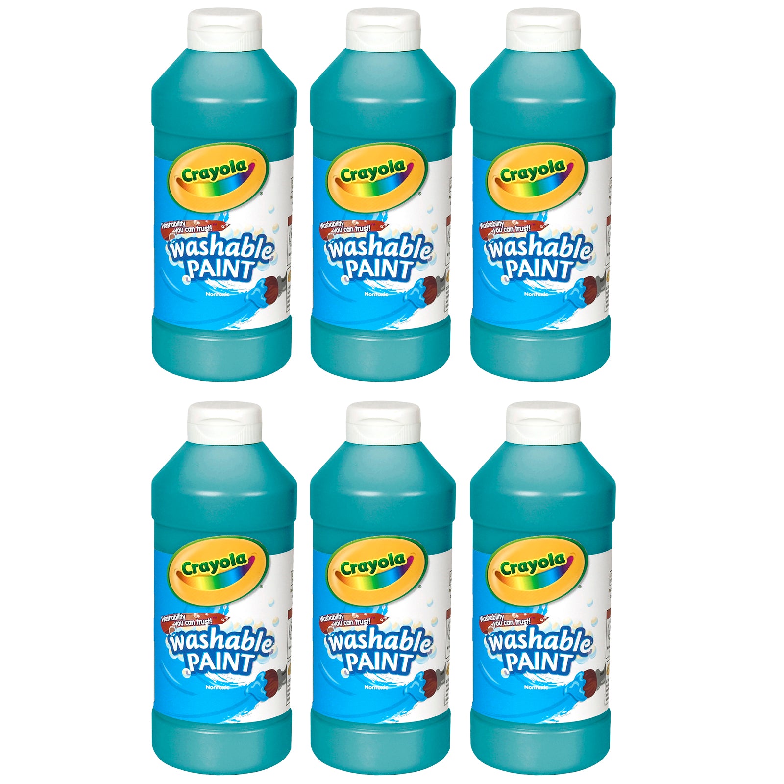 Washable Paint, Turquoise, 16 oz., Pack of 6