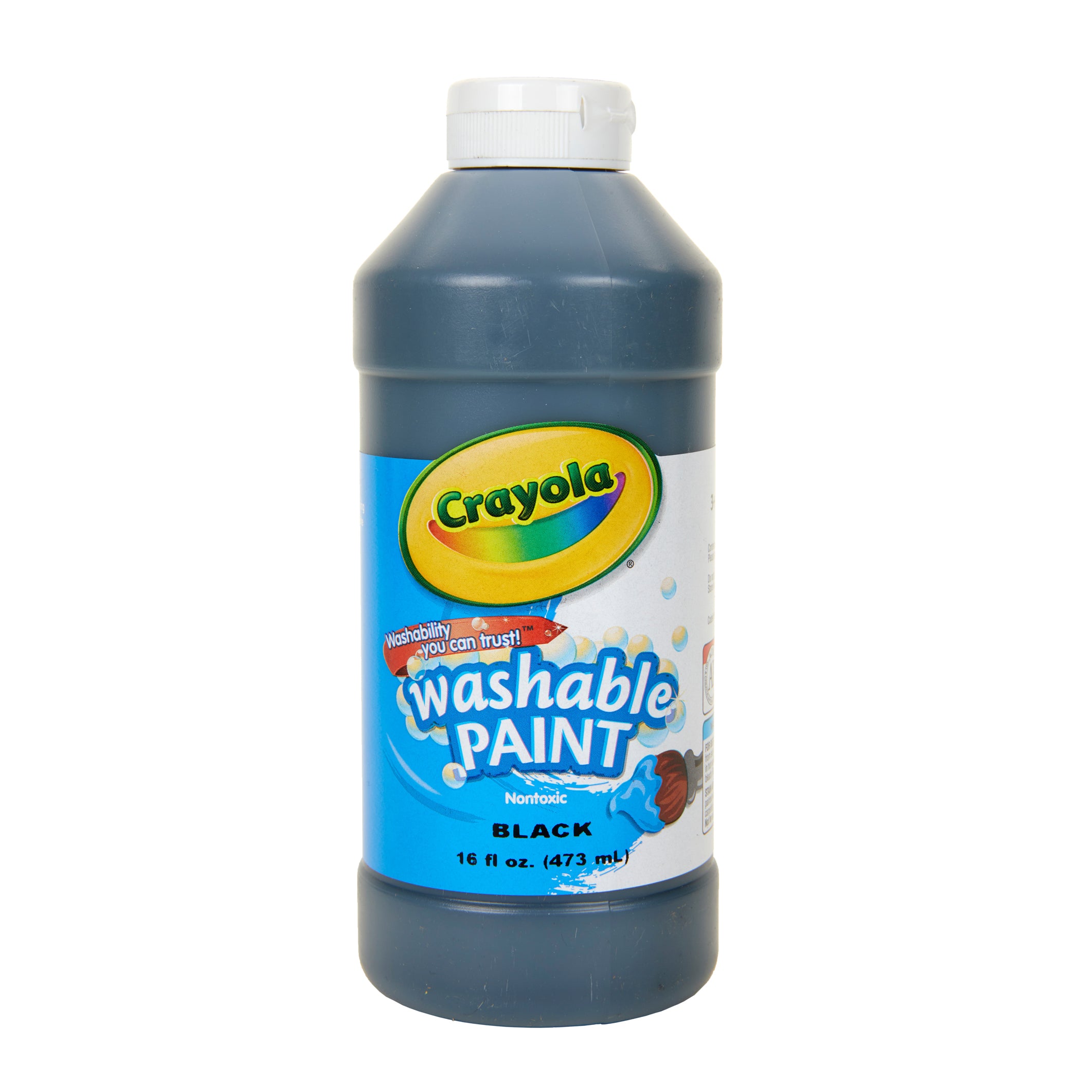 Washable Paint, Black, 16 oz. Bottles, Pack of 6