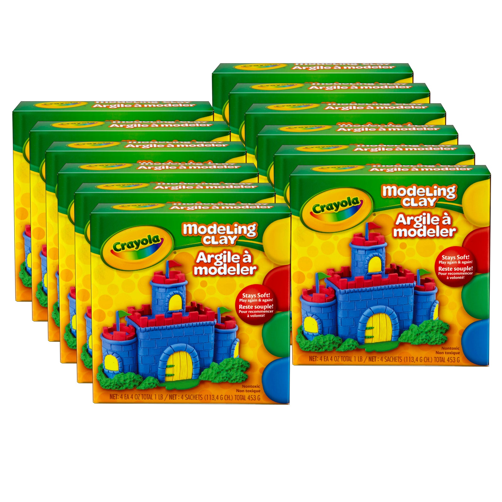 Modeling Clay, 4 Assorted Colors, 1 lb. Box, 12 Boxes