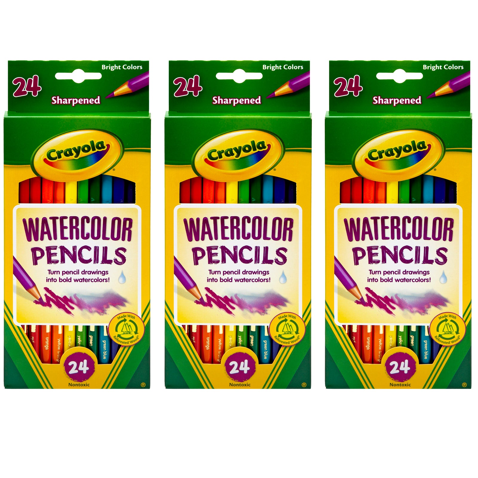 Watercolor Pencils, 24 Per Box, 3 Boxes