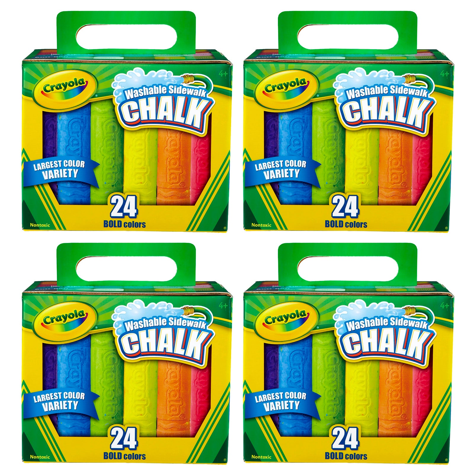 Washable Sidewalk Chalk, 24 Per Box, 4 Boxes