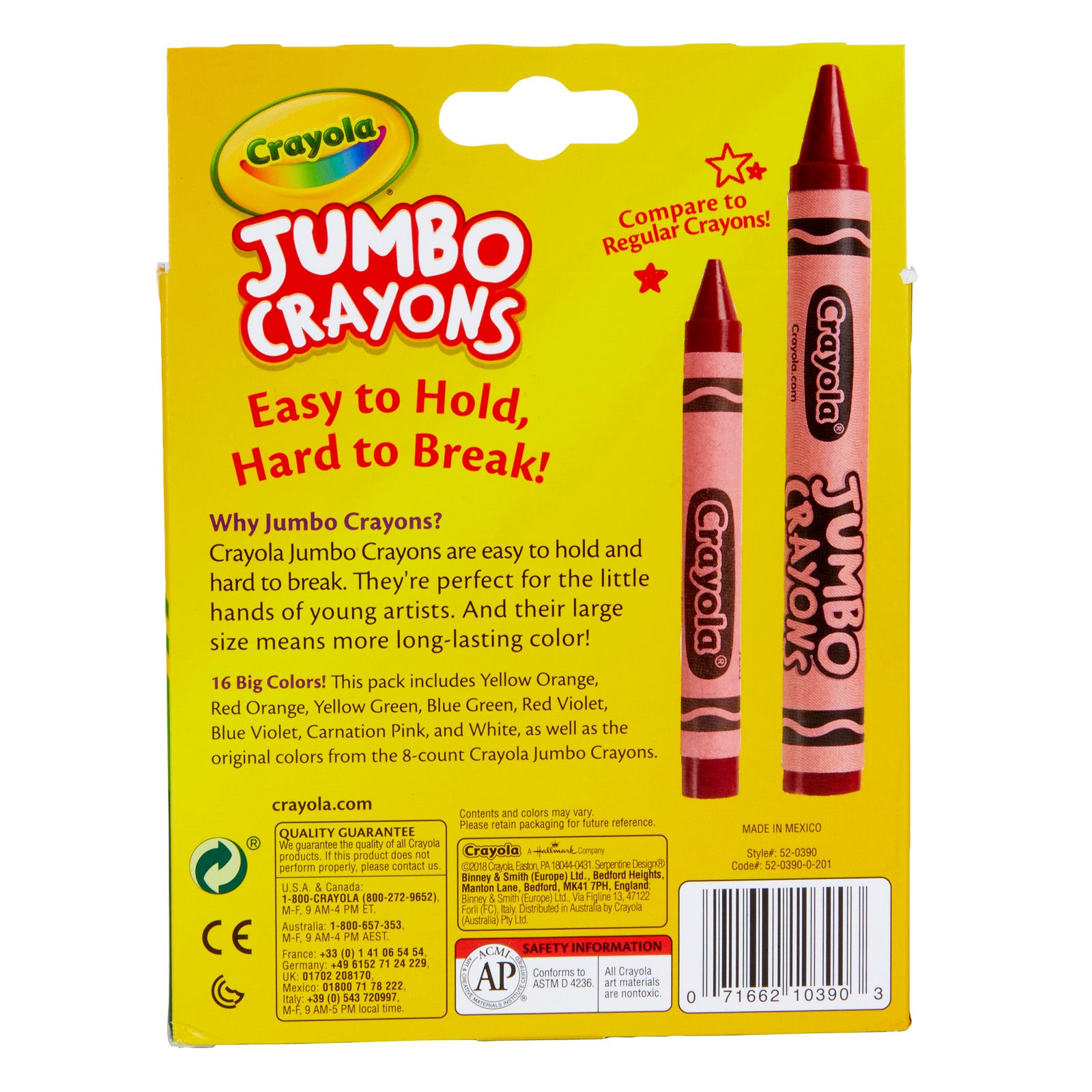 Jumbo Crayons, 16 Per Pack, 3 Packs