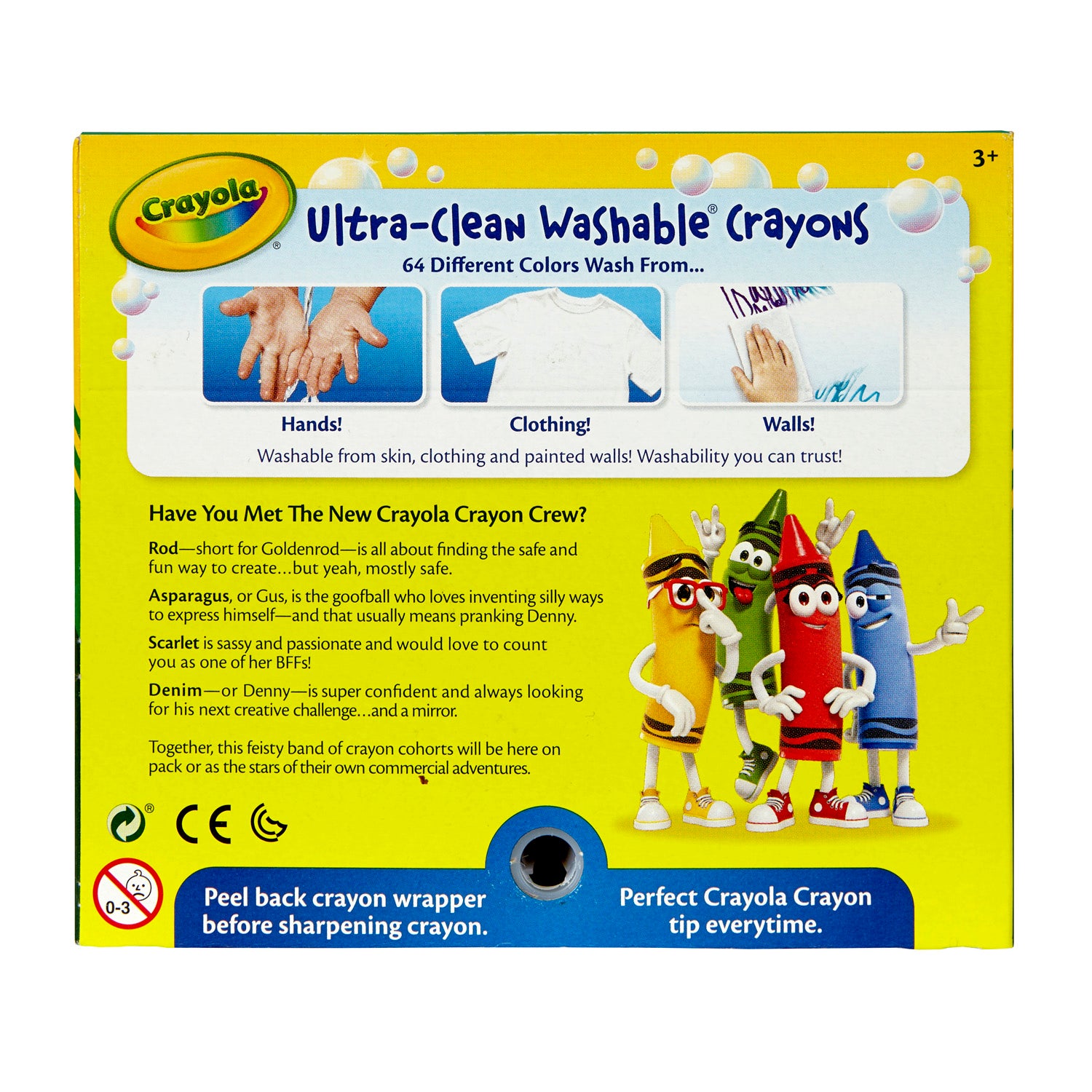 Ultra-Clean Washable Crayons, Regular Size, 64 Per Pack, 2 Packs