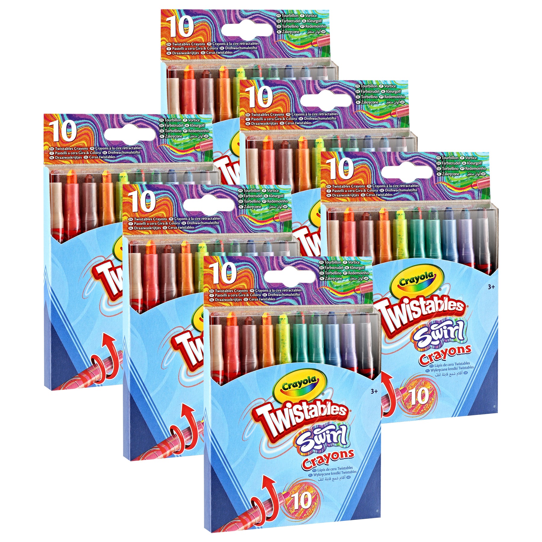 SWIRL Mini Twistable Crayons, 10 Per Pack, 6 Packs