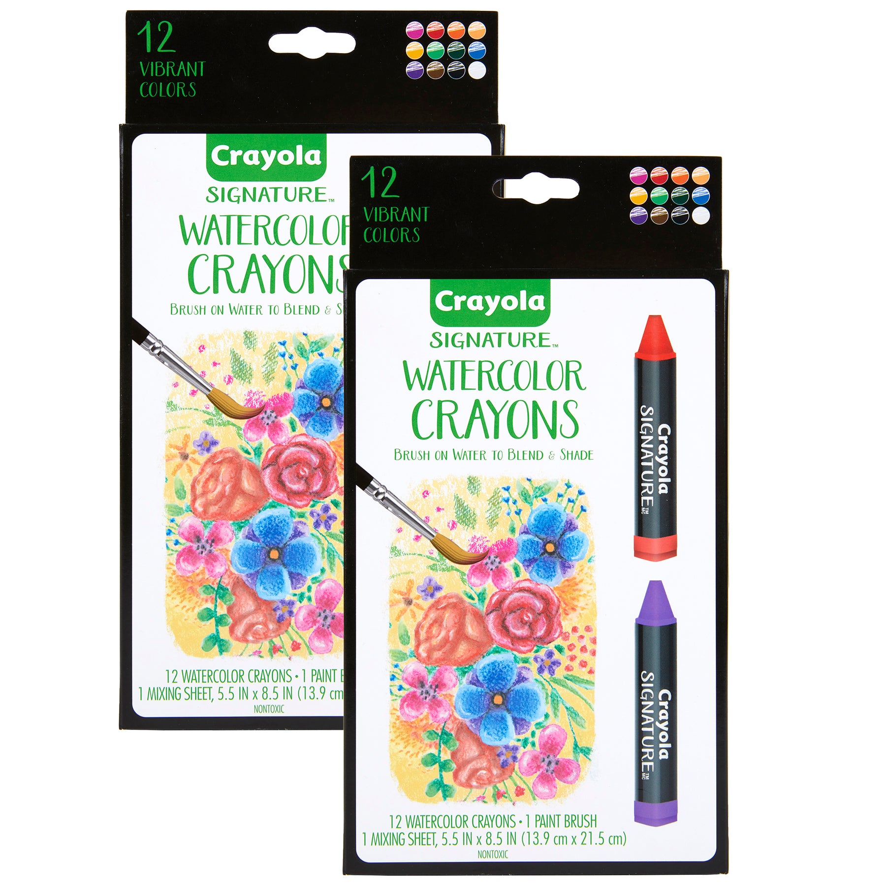 Signature Watercolor Crayons, 12 Per Pack, 2 Packs