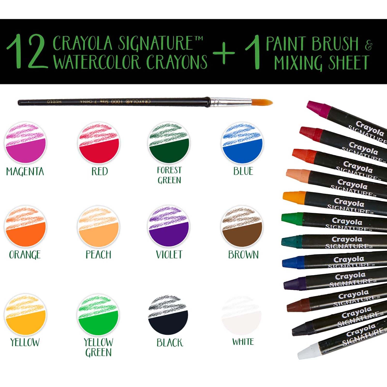 Signature Watercolor Crayons, 12 Per Pack, 2 Packs