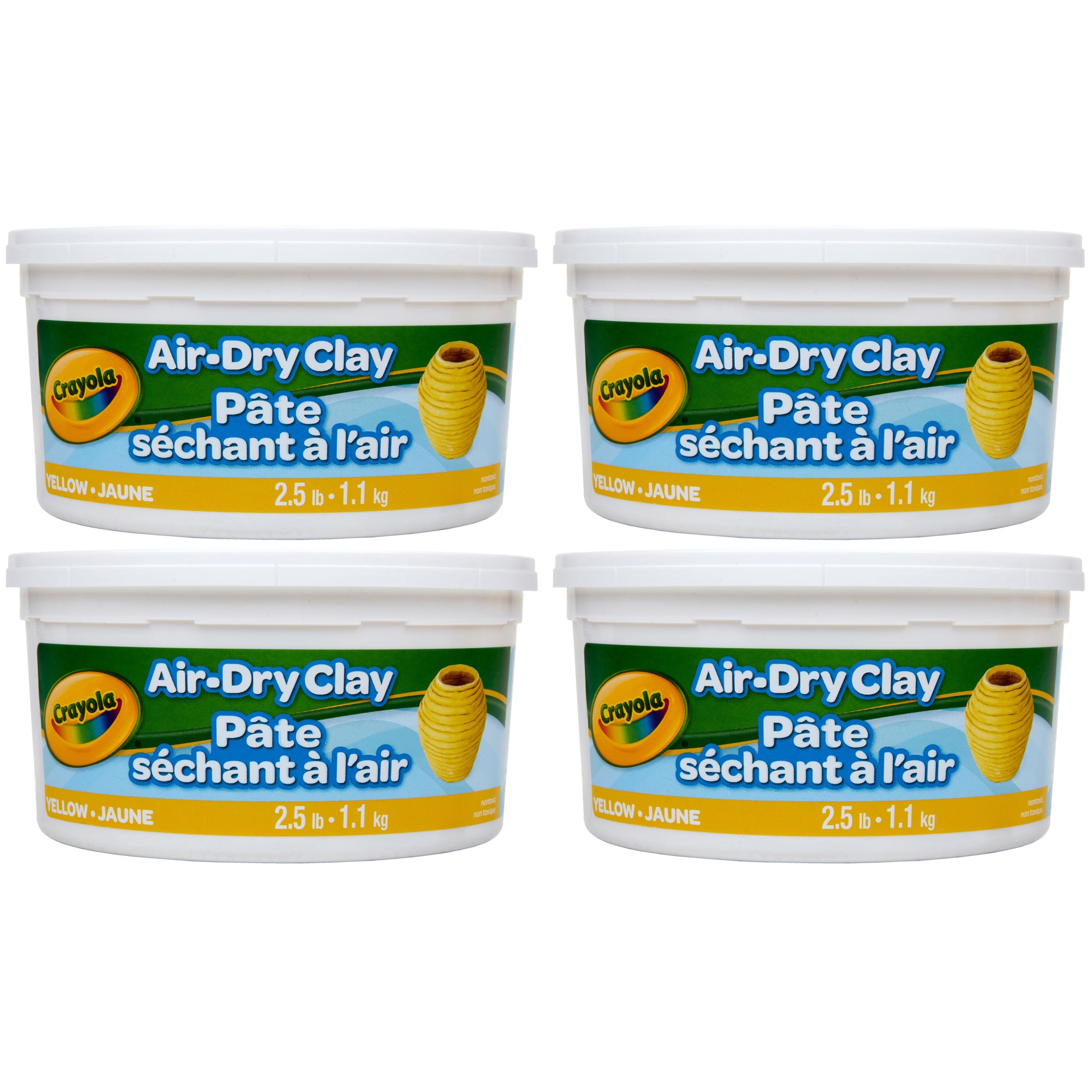 Air Dry Clay, 2.5lb Tub, Yellow, Pack of 4