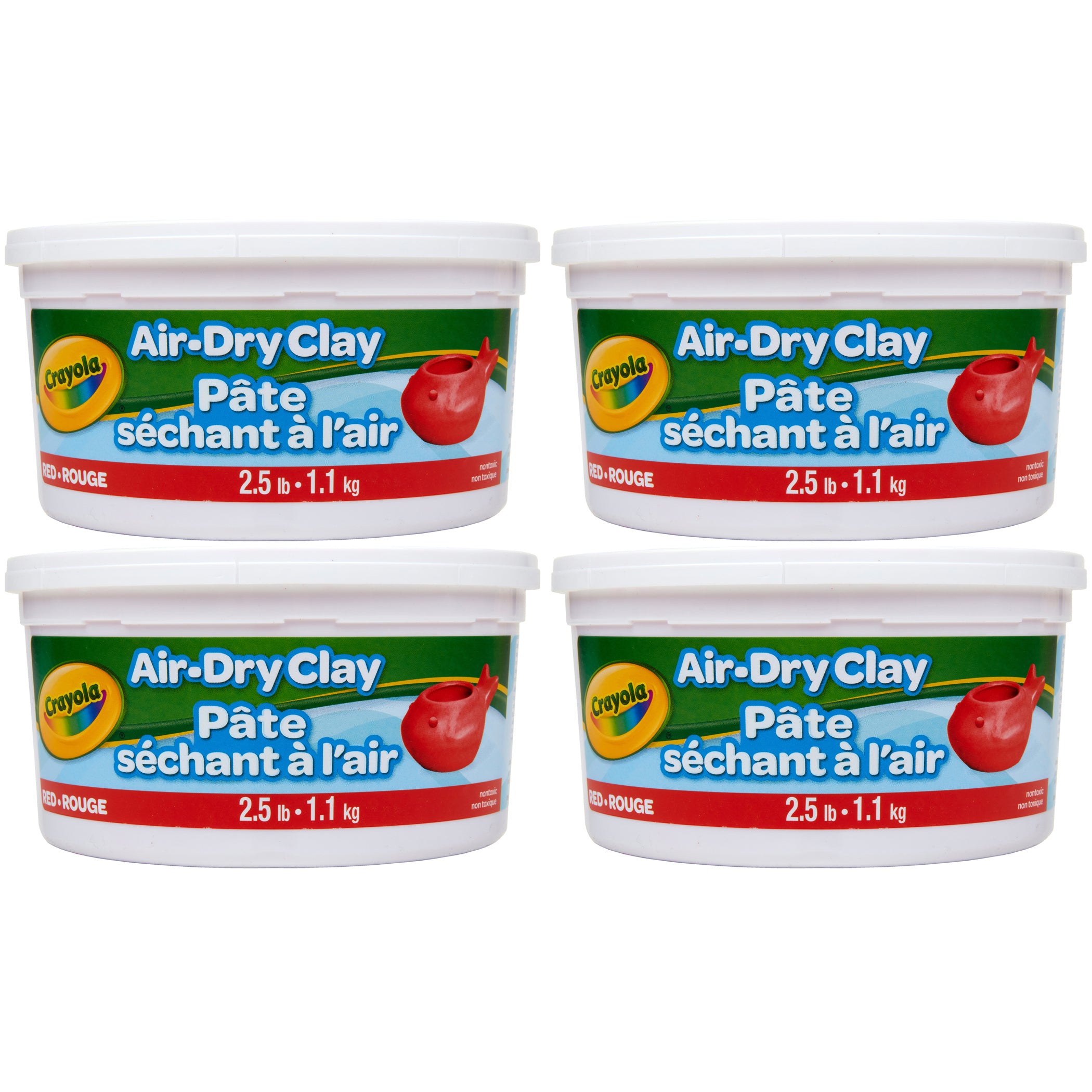 Air Dry Clay, 2.5lb Tub, Red, Pack of 4