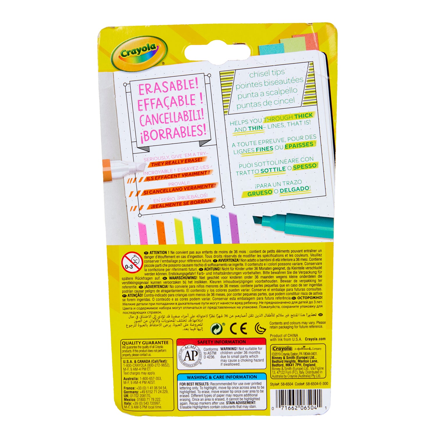 Take Note! Erasable Highlighters, 6 Per Pack, 3 Packs