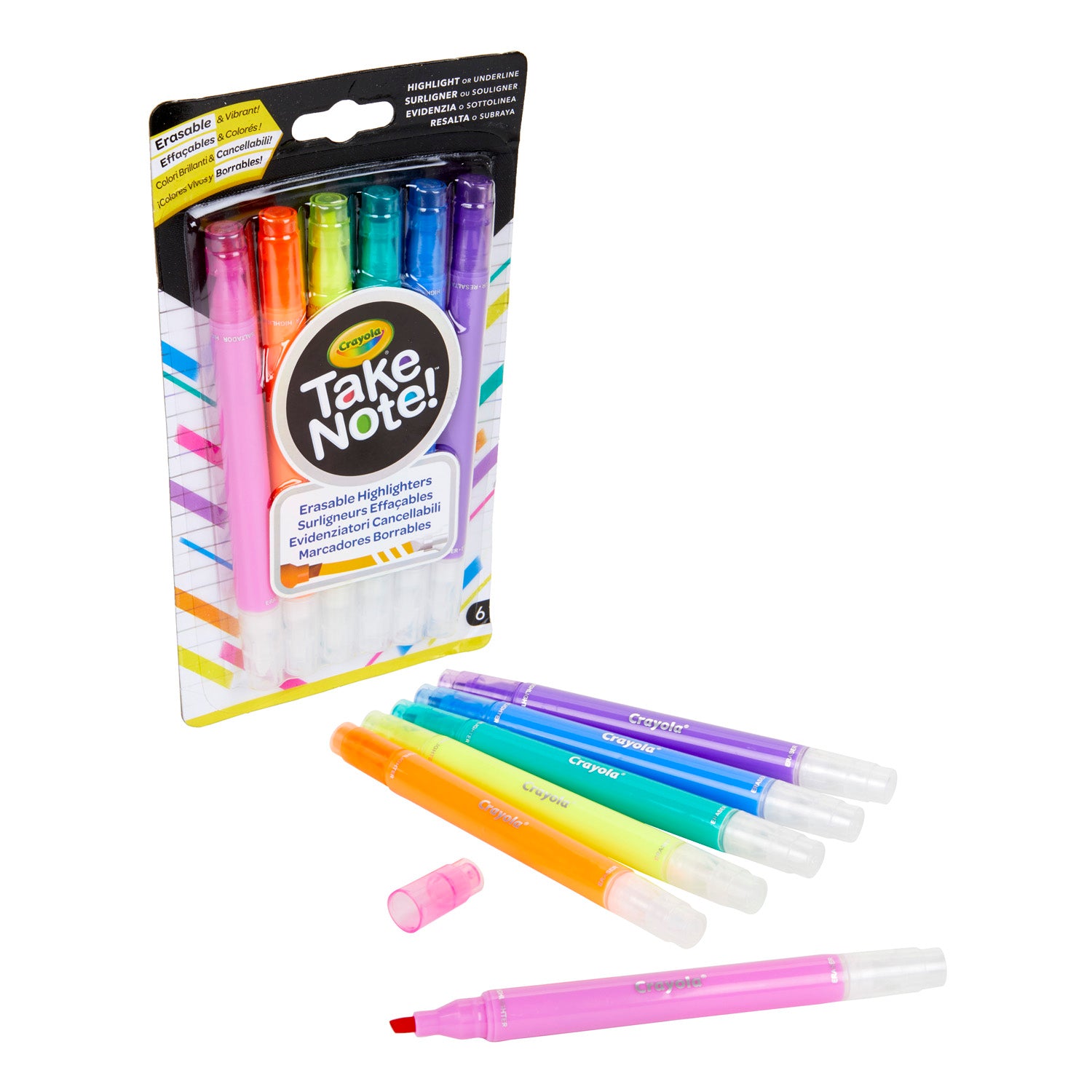 Take Note! Erasable Highlighters, 6 Per Pack, 3 Packs