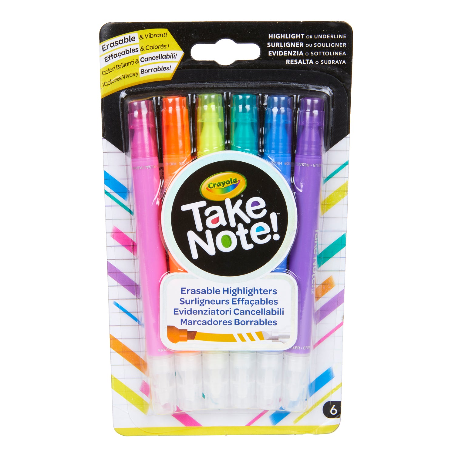 Take Note! Erasable Highlighters, 6 Per Pack, 3 Packs