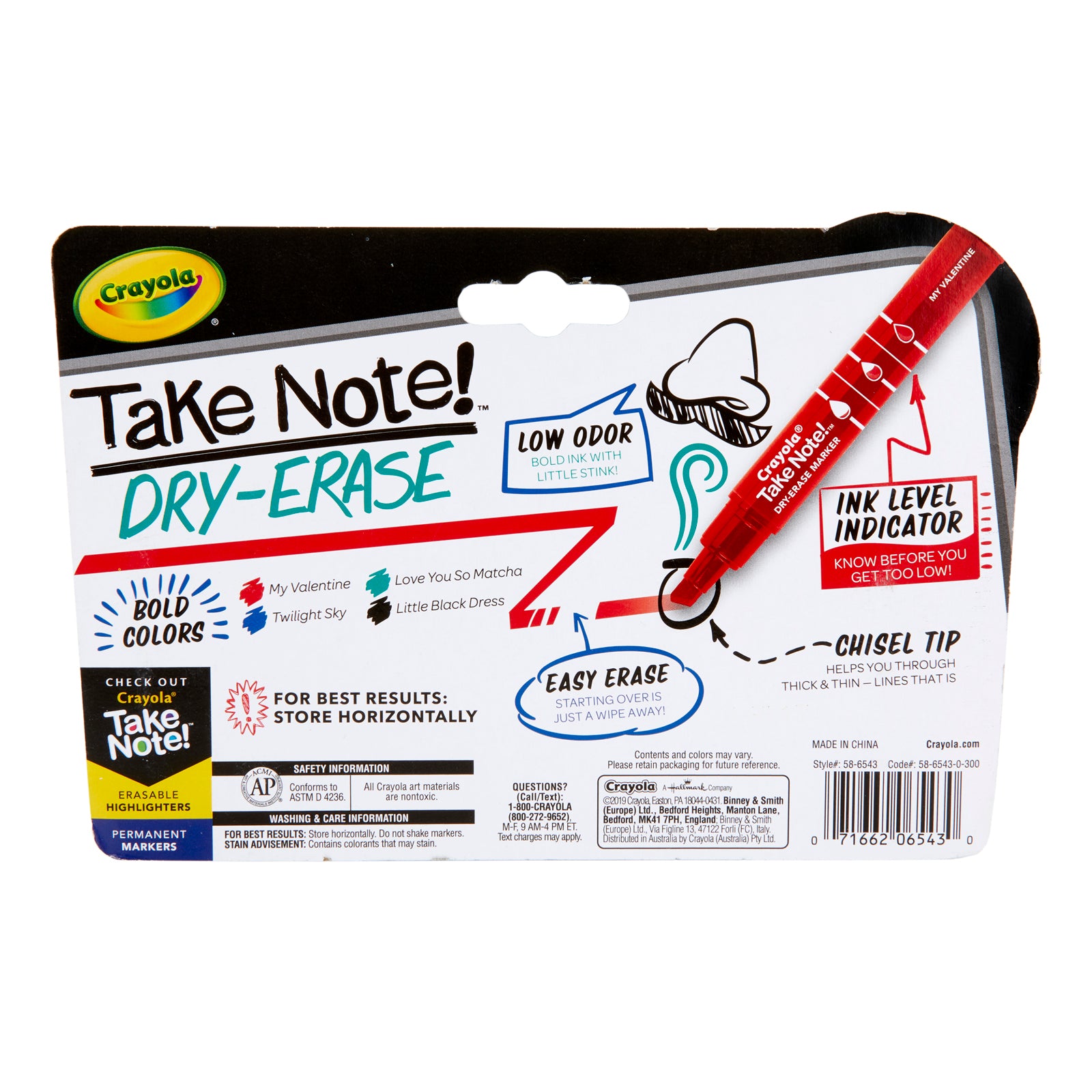 Take Note Chisel Tip Dry Erase Marker, 4 Per Pack, 6 Packs