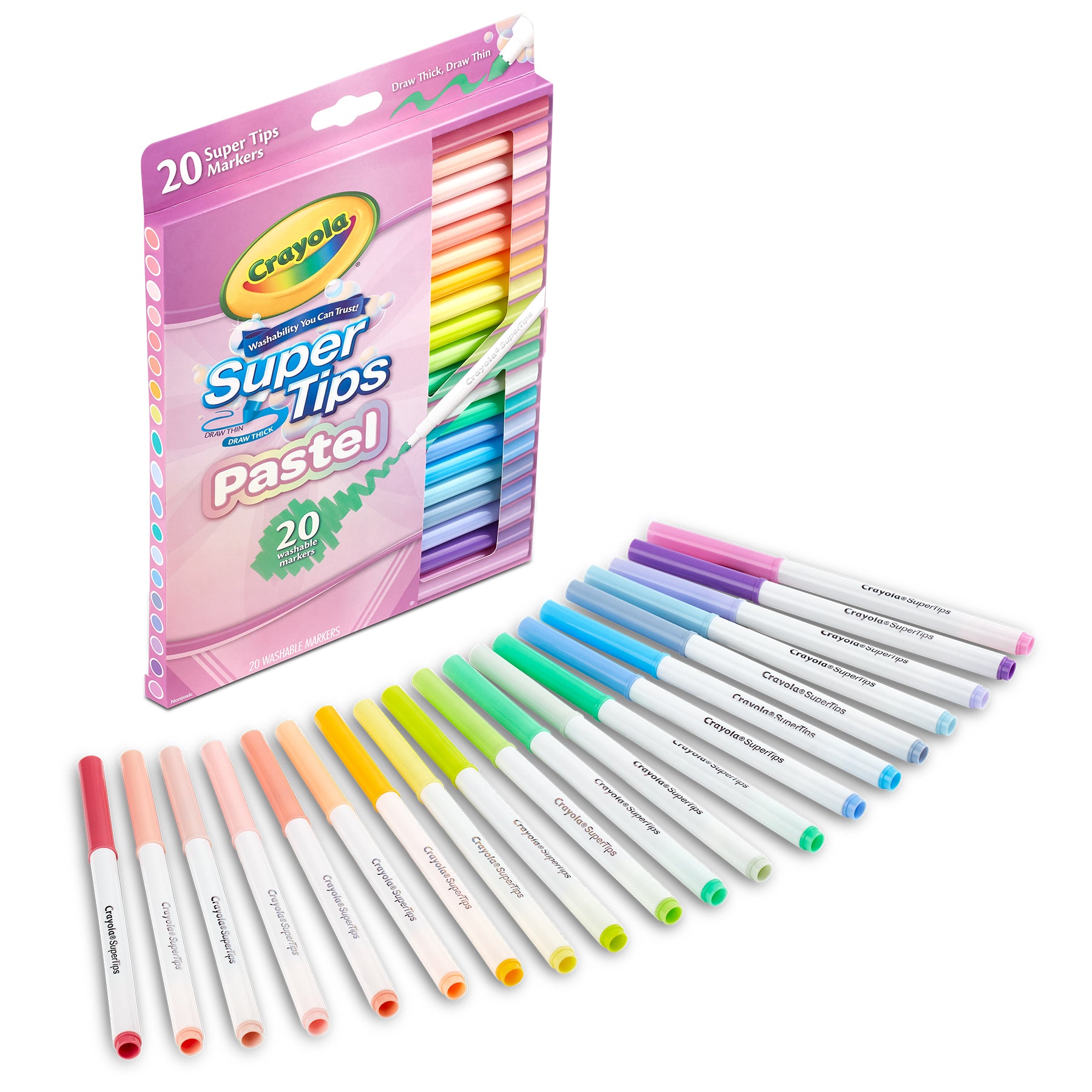 Supertip Markers, Pastel, 20 Per Pack, 6 Packs