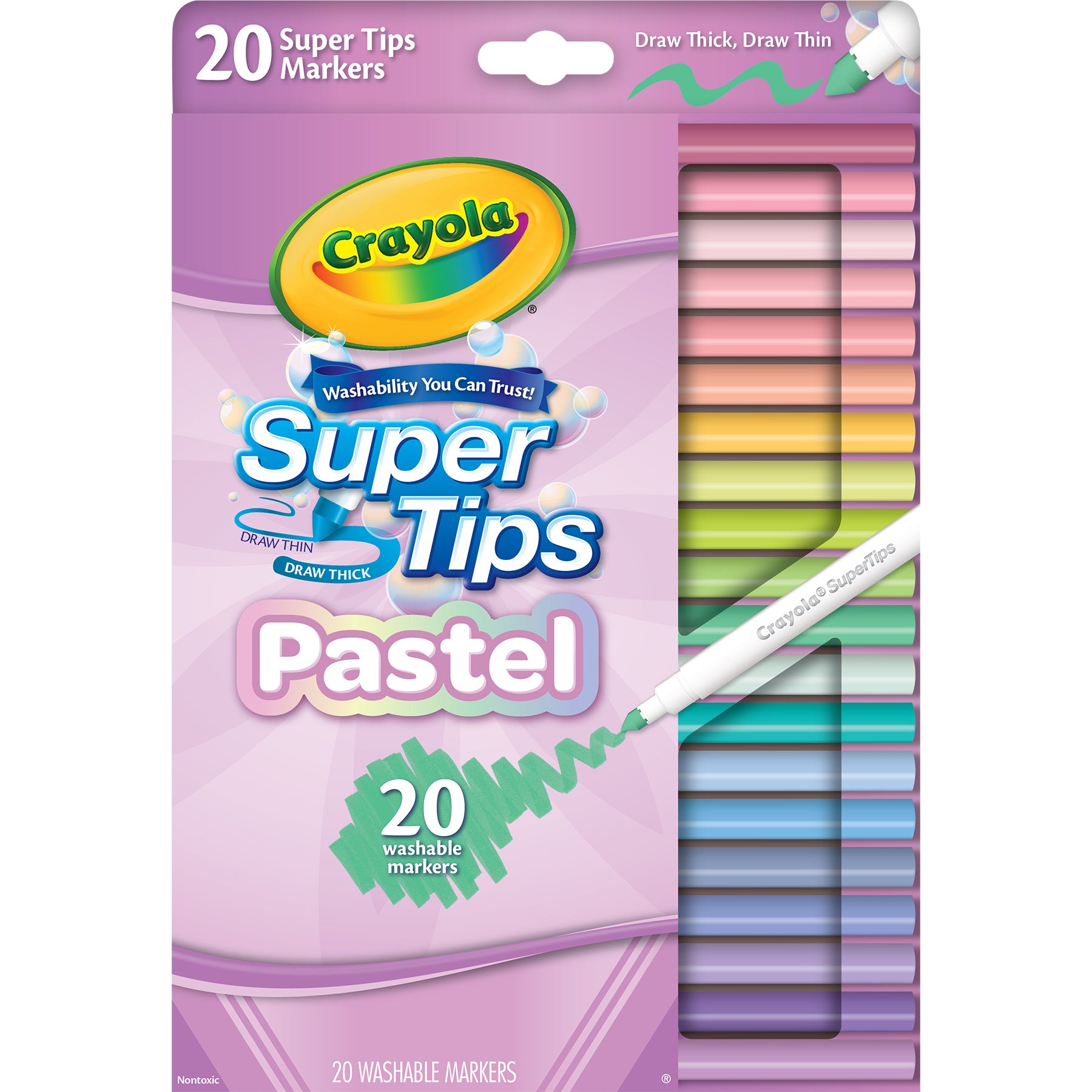 Supertip Markers, Pastel, 20 Per Pack, 6 Packs