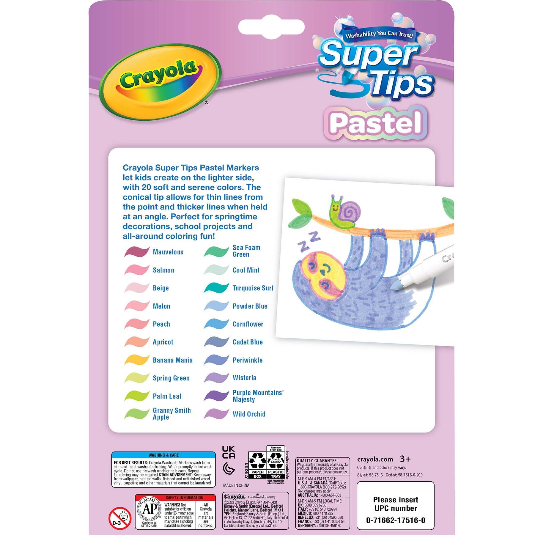 Supertip Markers, Pastel, 20 Per Pack, 6 Packs