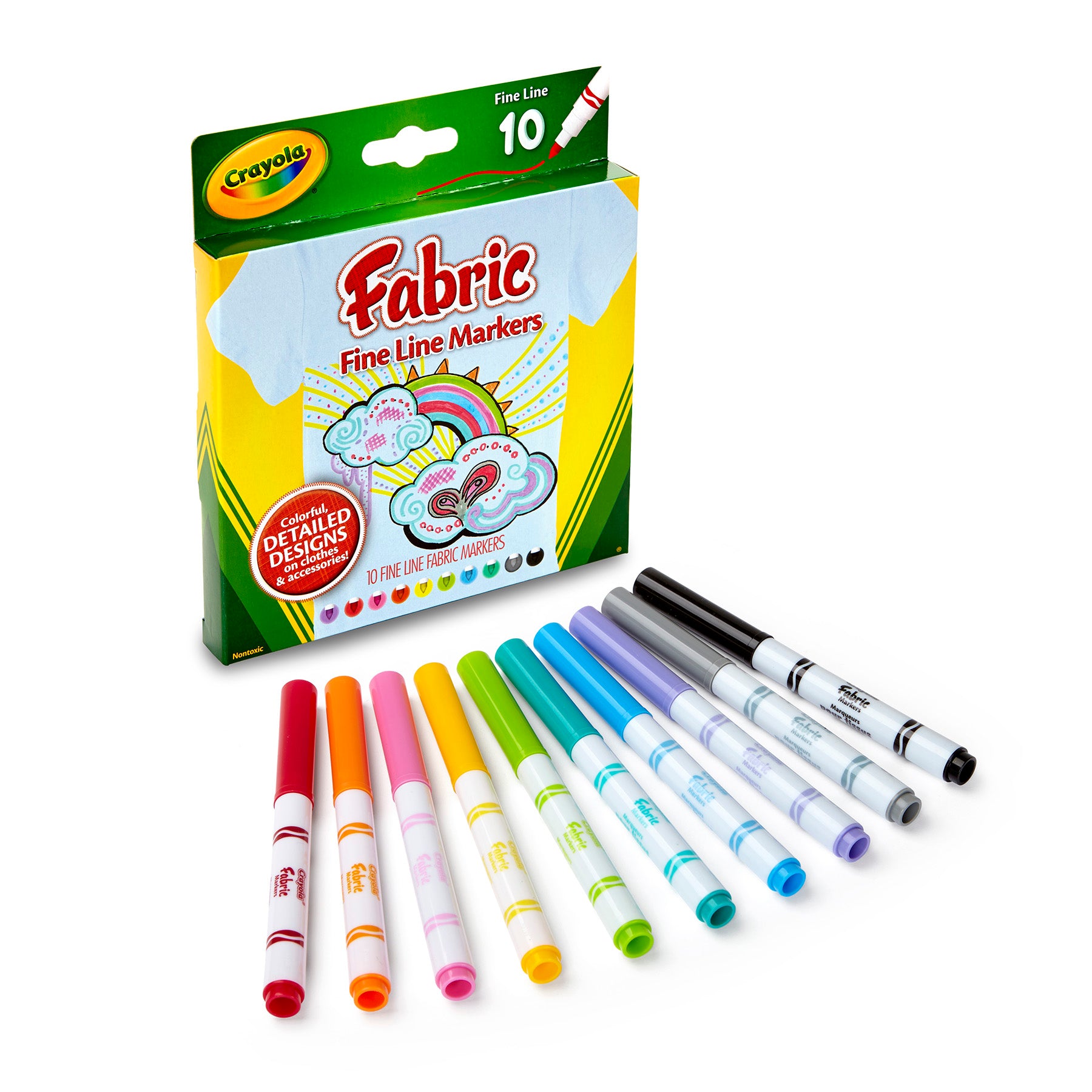 Fabric Markers, Fine Line, 10 Per Box, 3 Boxes