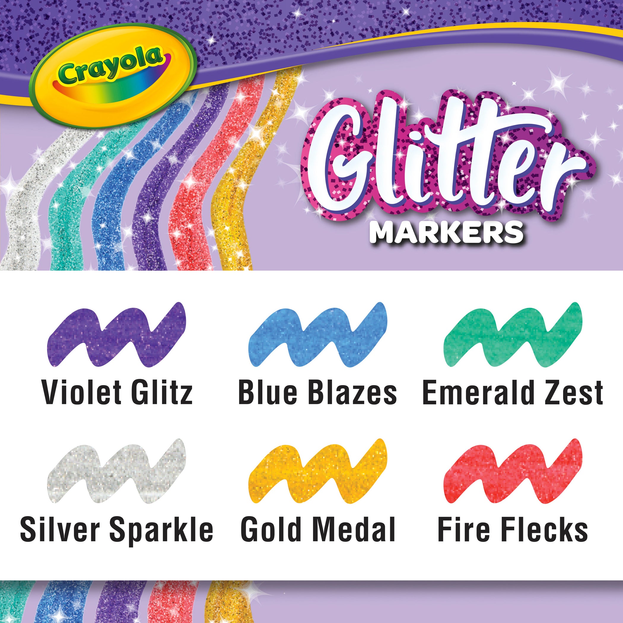 Glitter Markers, 6 Per Box, 3 Boxes