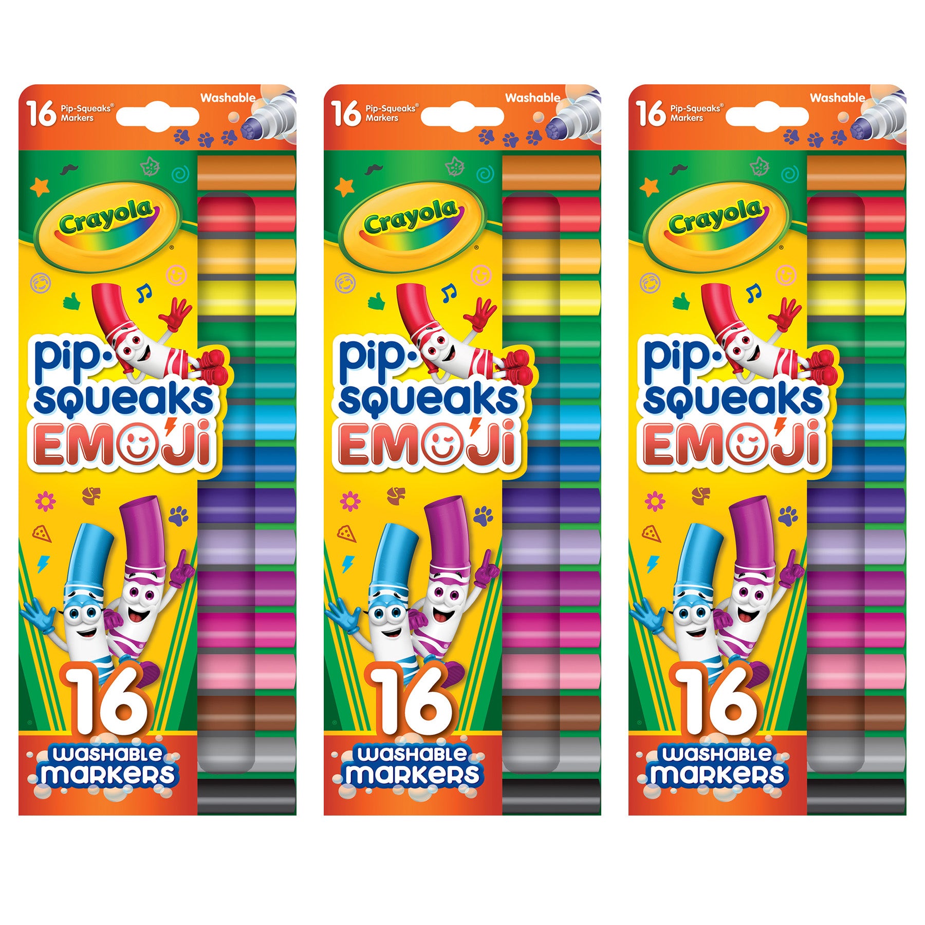 Pip Squeaks Stamper Markers, 16 Per Pack, 3 Packs