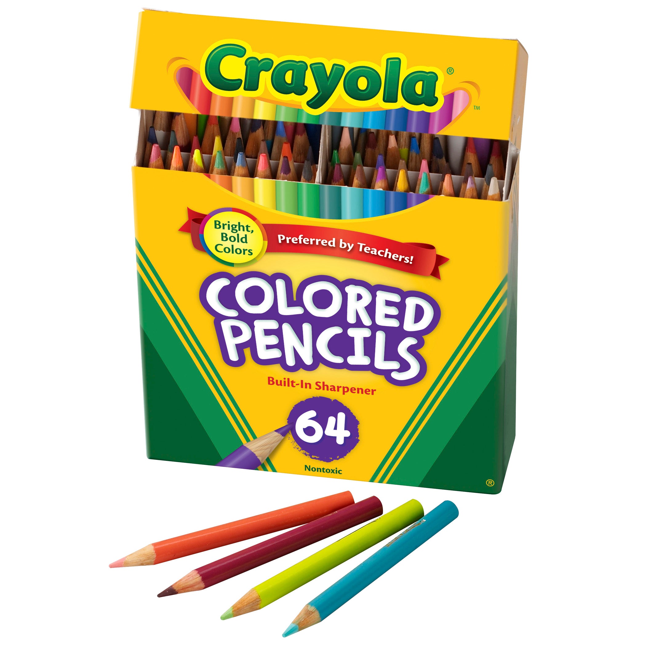 Short Colored Pencils, 64 Per Pack, 2 Packs