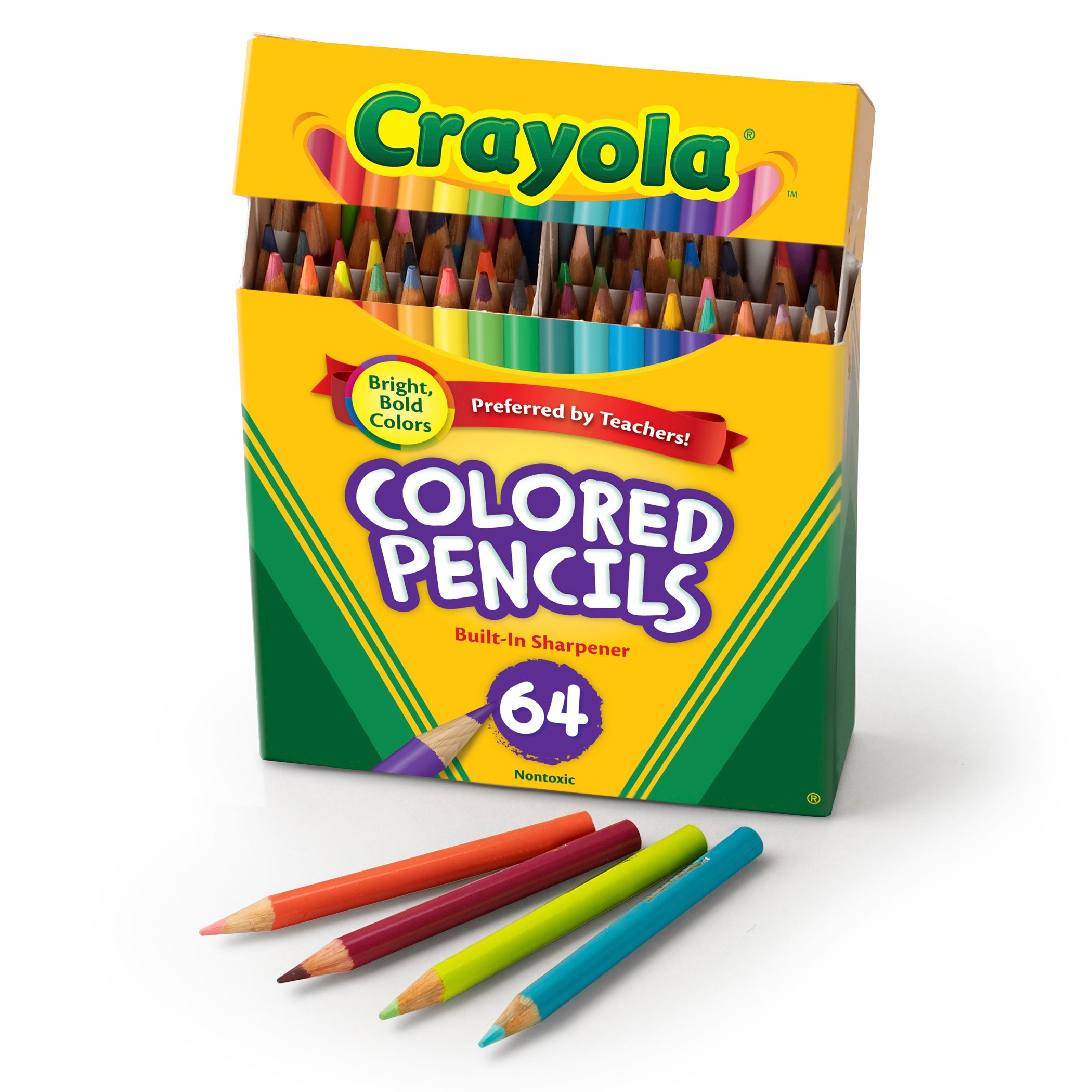 Short Colored Pencils, 64 Per Pack, 2 Packs