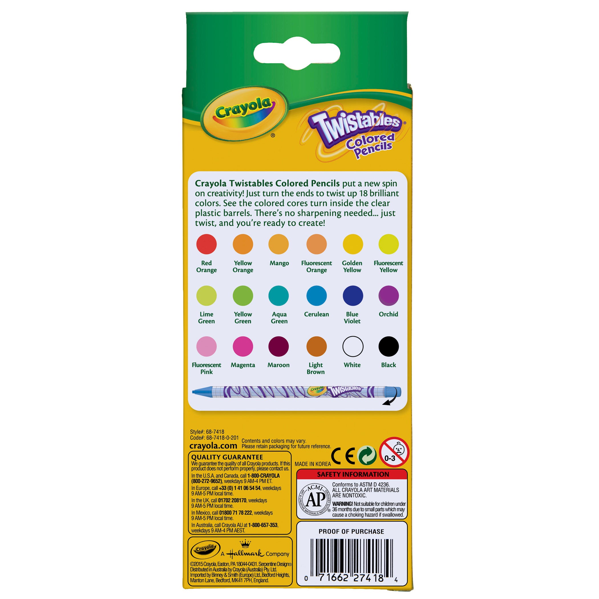 Twistables® Colored Pencils, 18 Per Box, 3 Boxes