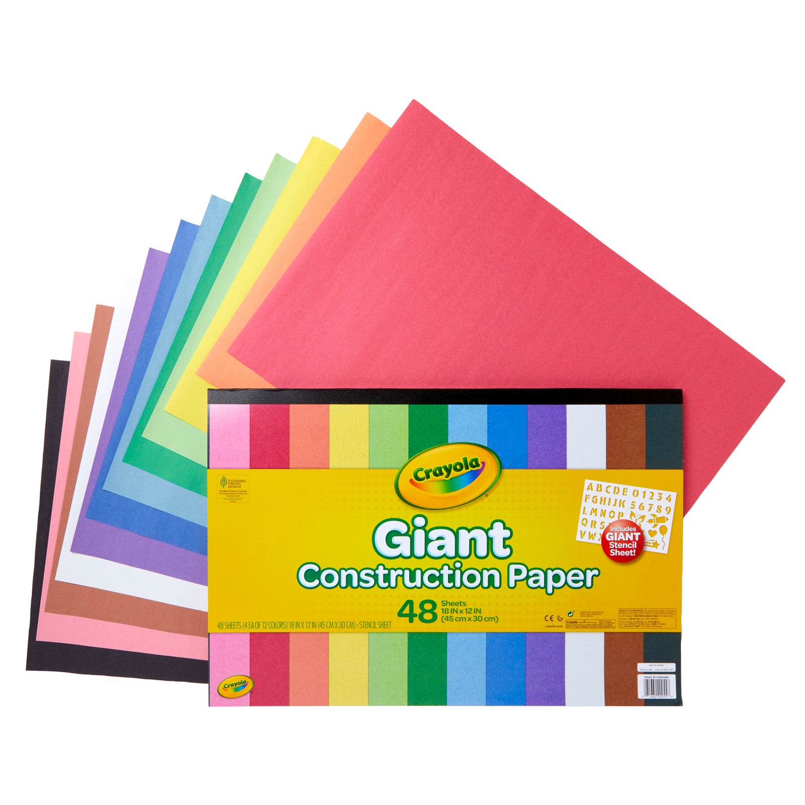 Giant Construction Paper Pad with Stencils, 48 Sheets, Pack of 6