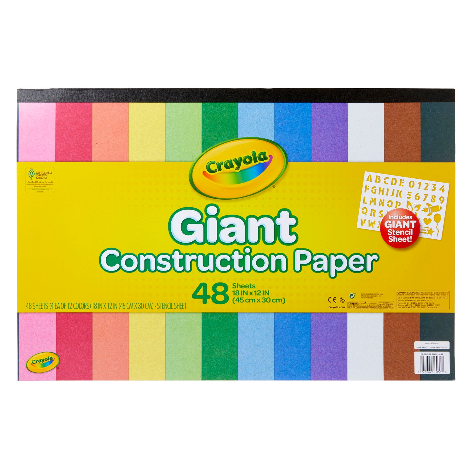 Giant Construction Paper Pad with Stencils, 48 Sheets, Pack of 6