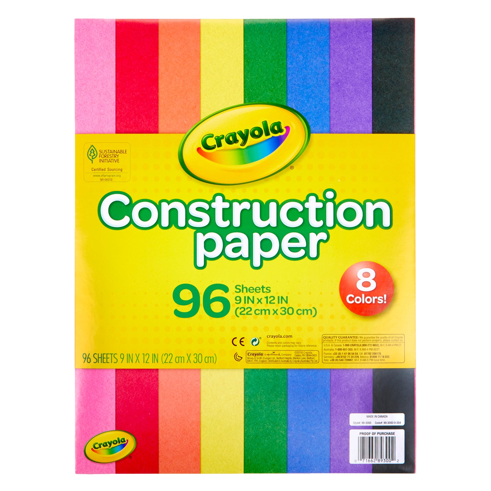 Construction Paper, 96 Sheets Per Pack, 12 Packs