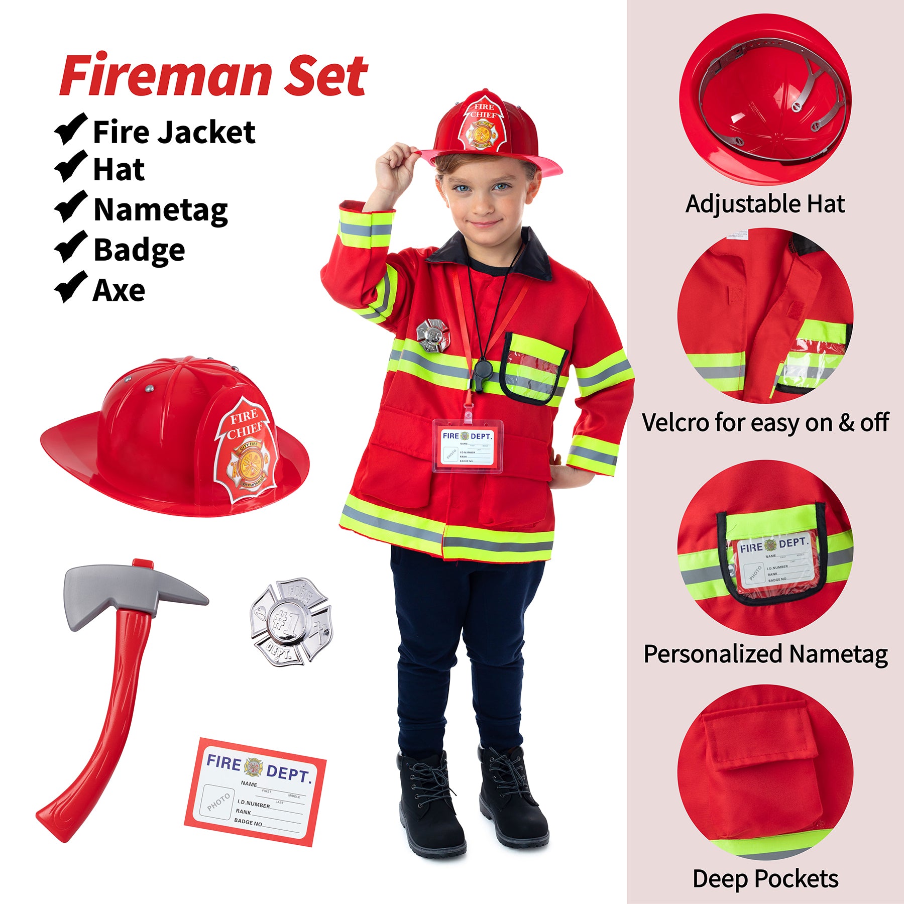 Dress Up / Drama Play Hero Trunk Set, Fireman-Police-Doctor