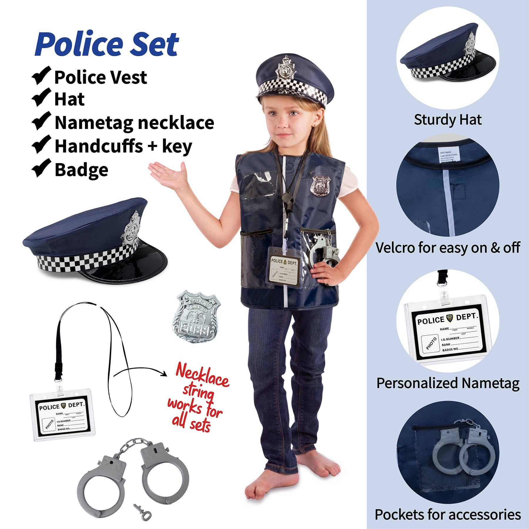 Dress Up / Drama Play Hero Trunk Set, Fireman-Police-Doctor