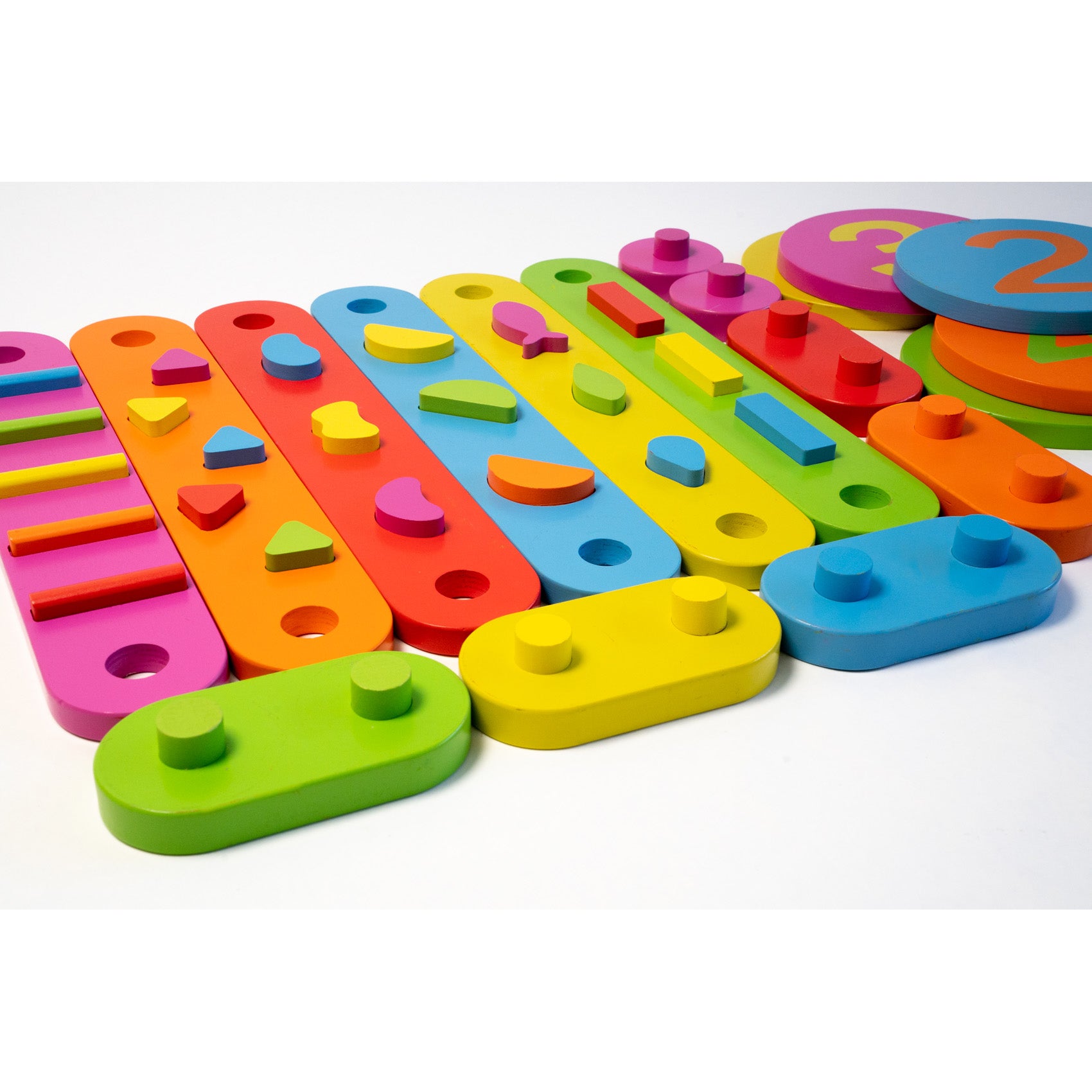 Wood Obstacle Course Balance Path with Numbers, 17 Pieces