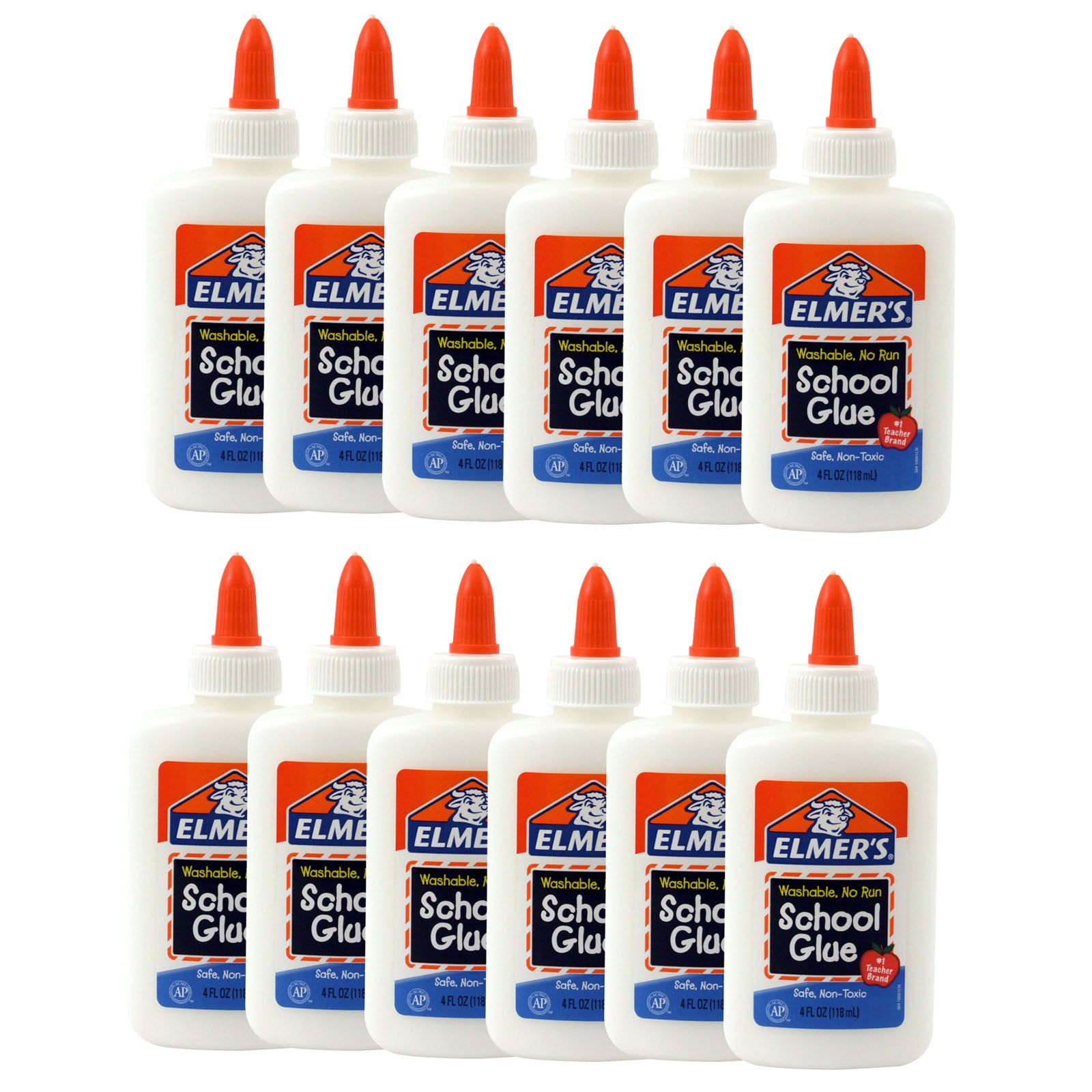 Washable School Glue, 4 oz. Bottle, Pack of 12