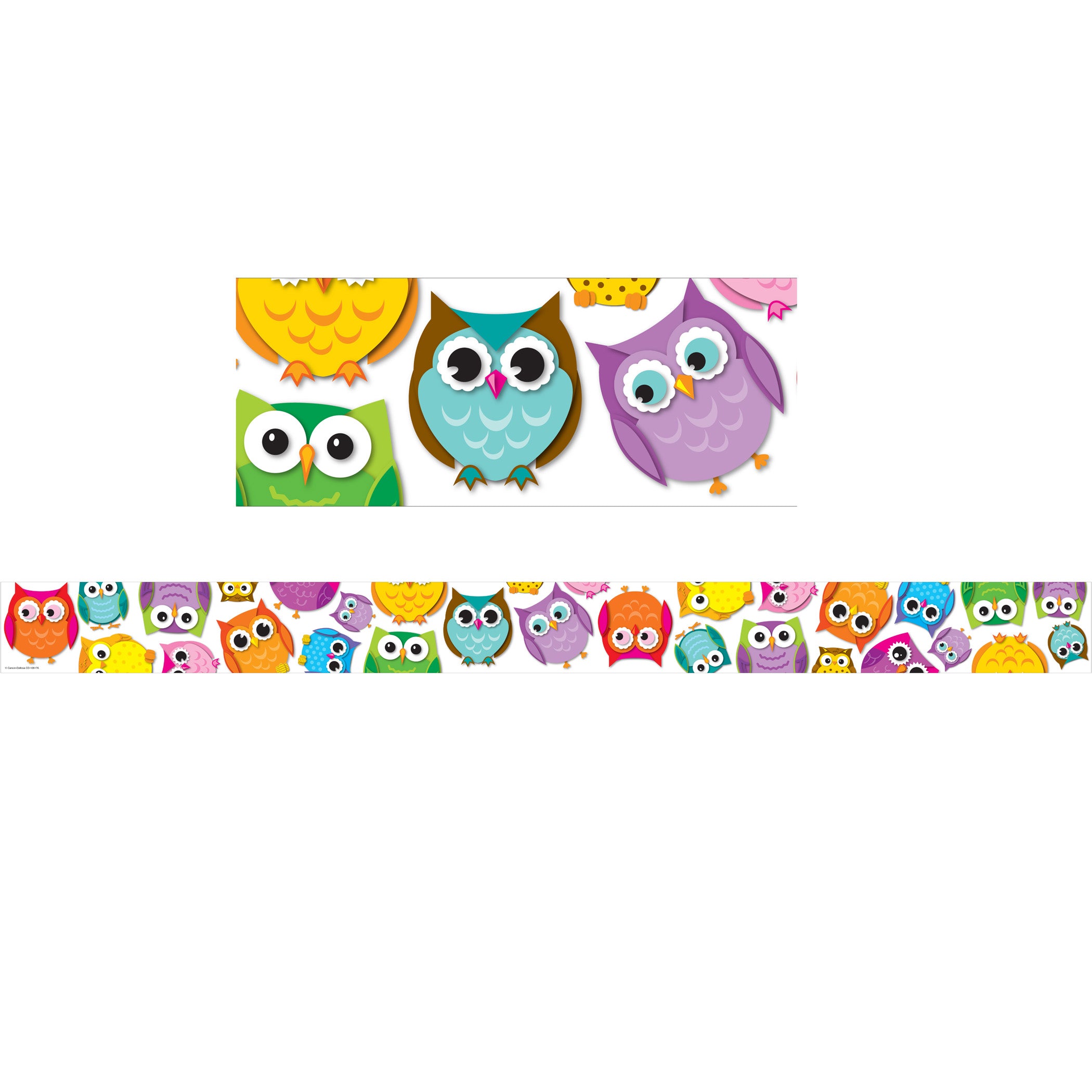 Colorful Owls Straight Border, 36 Feet Per Pack, 6 Packs